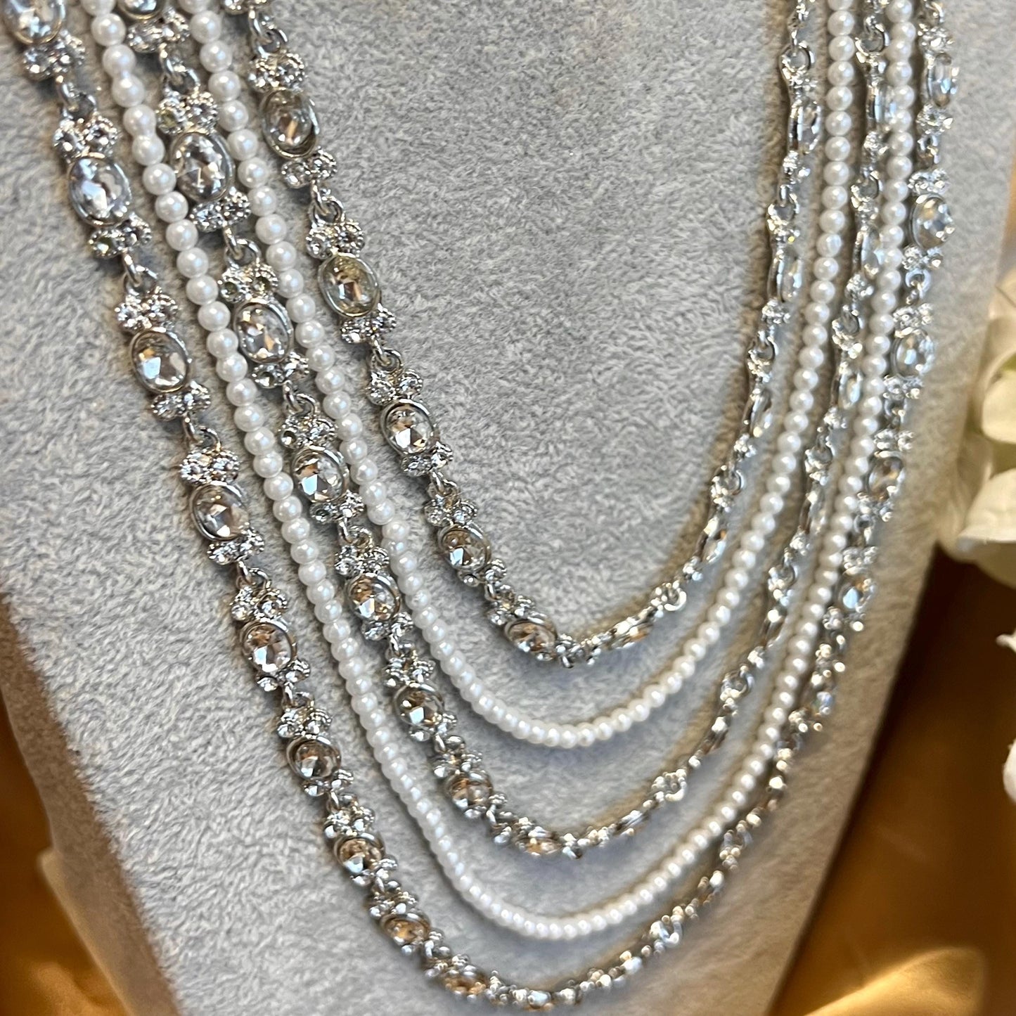 CLEARANCE IMPERFECT Silver Antique gold Blue Maroon Rhinestone Long Mala Haar Long Necklace Style Bollywood Indian Pakistani Fashion Jewels