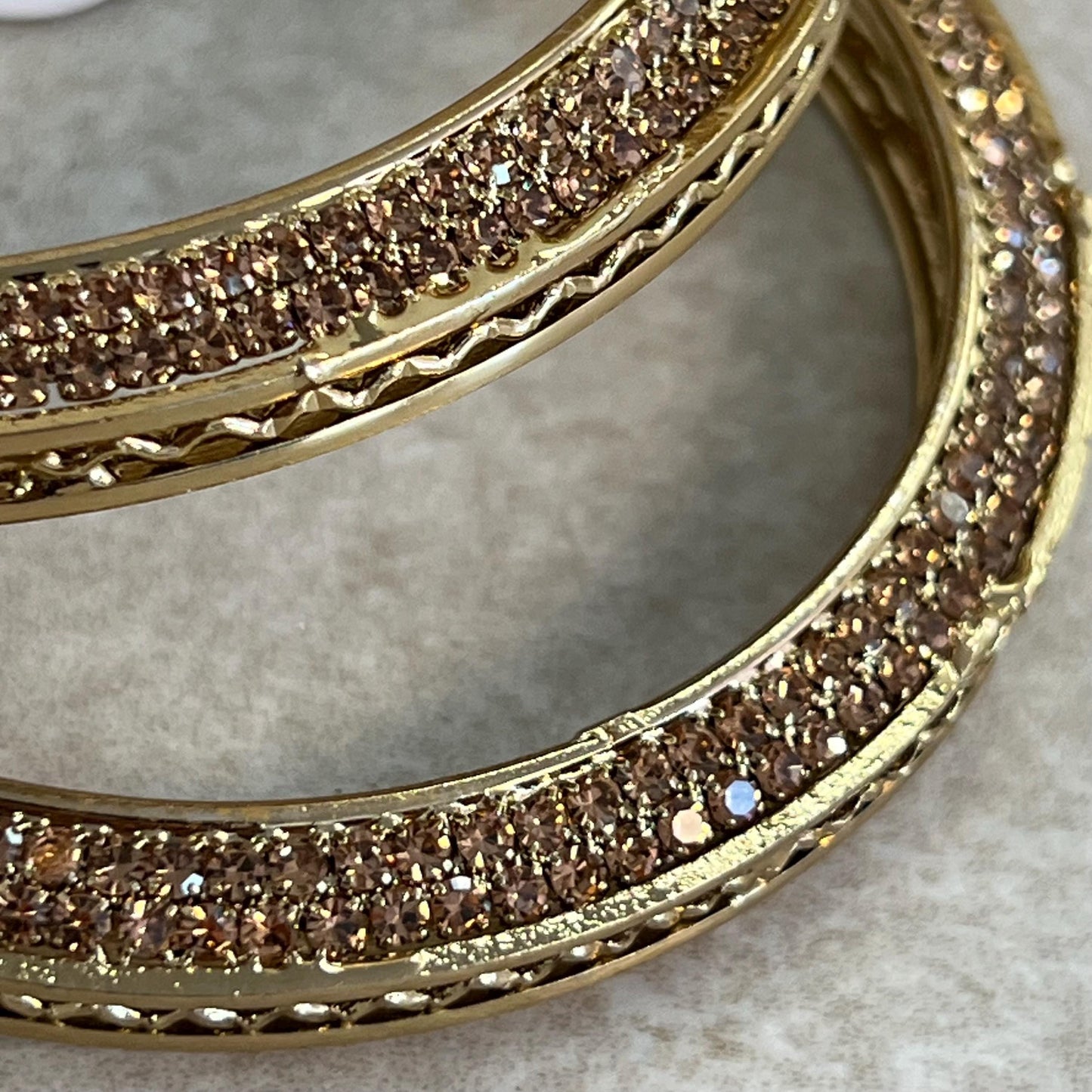 Set of 2 Rhinestone Bangles/ Gold Silver Bronze Base/ Hand Made Indian/ Pakistani/Jewelley/ Fashion Bracelet/2.8 only / Choose Colour