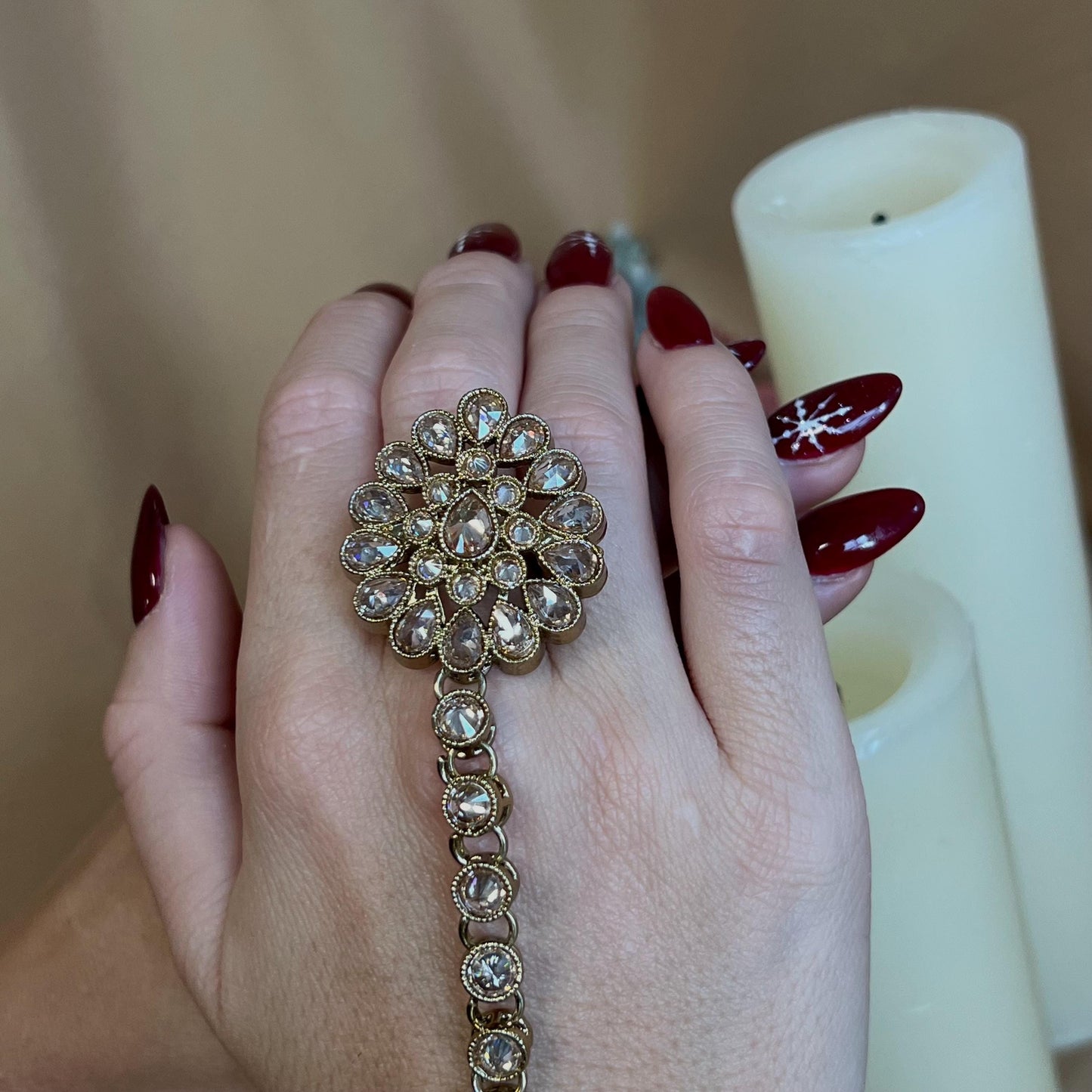 Antique Gold Champagne Hand Harness/ Fashion Jewellery/ Gift for Women/Indian/Pakistani style /Haathphool/Hand Accessory