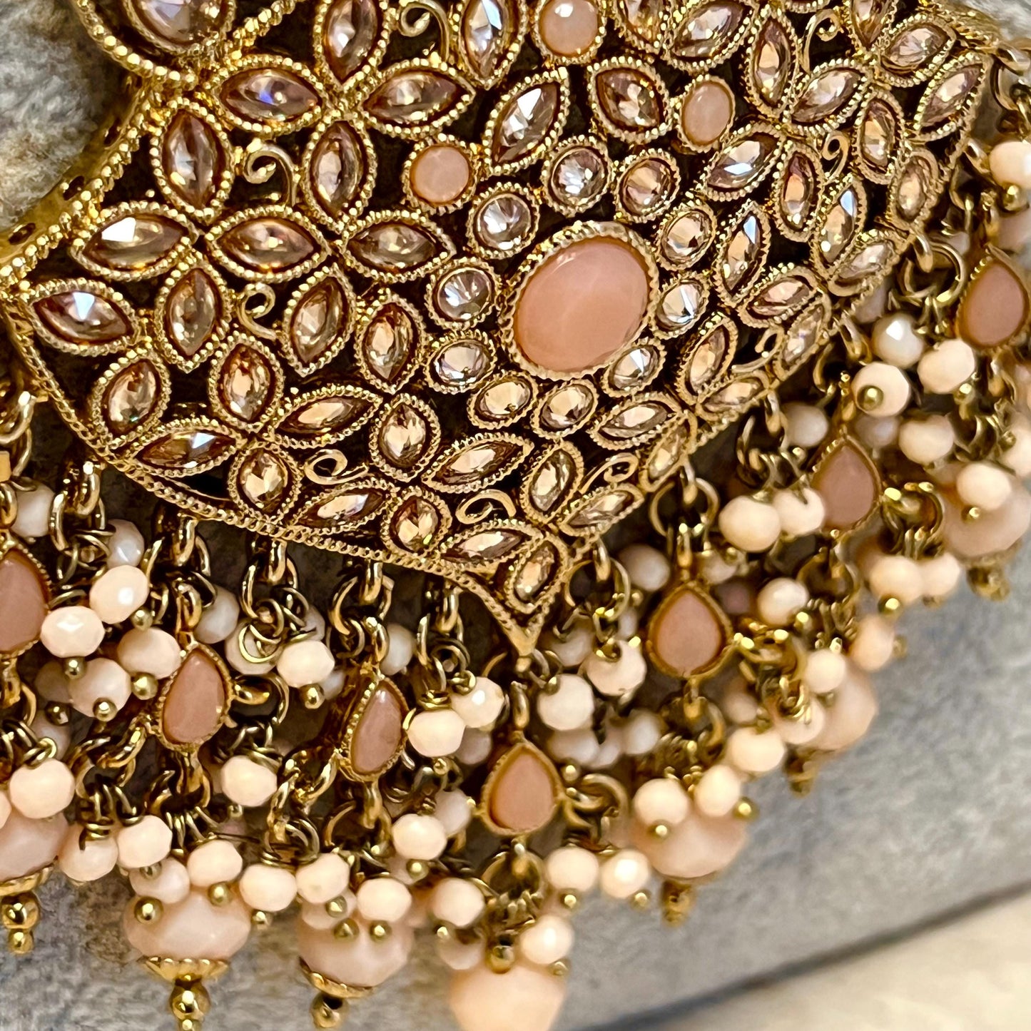 CLEARANCE Peach/Champagne Long Mala/ Haar/ Long Necklace/ Unique Style/ Indian/ Pakistani/Fashion Jewellery/ Gift for Women