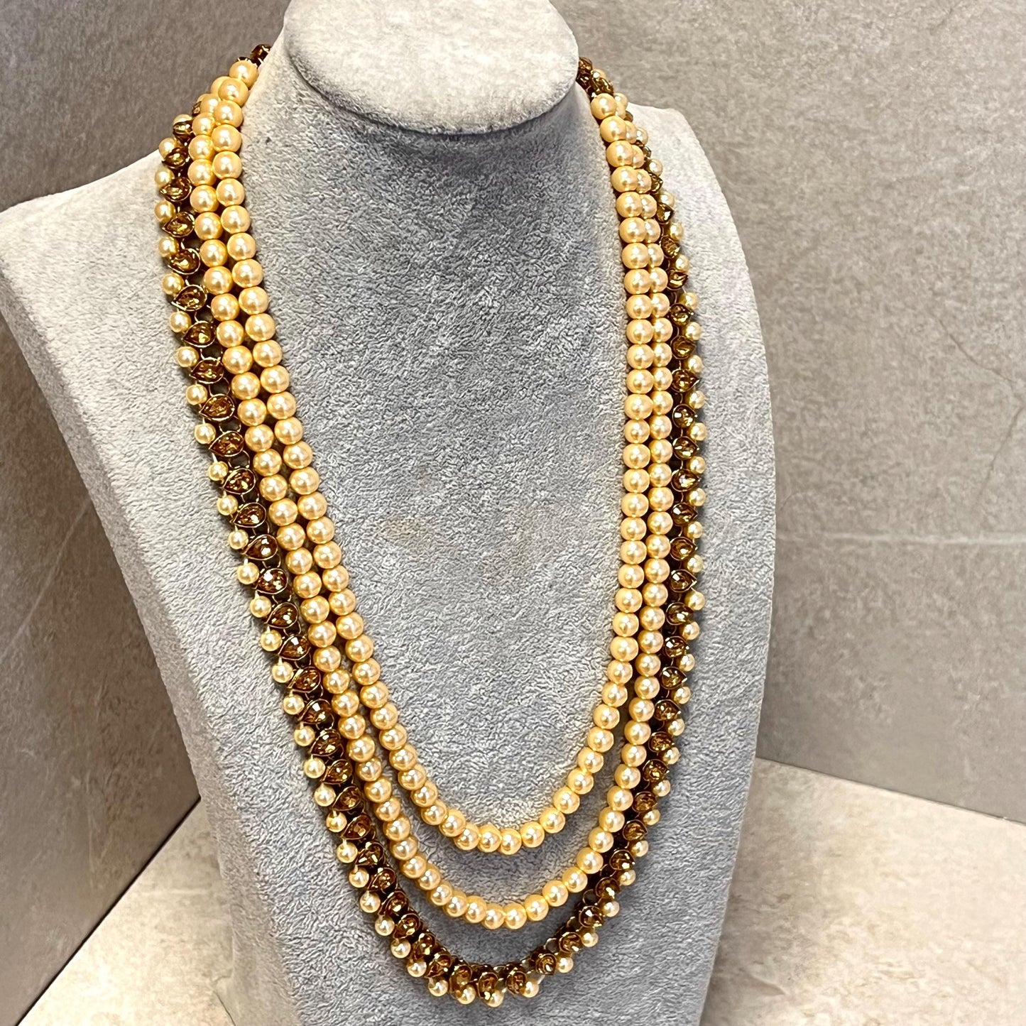 CLEARANCE Champagne/Pearl Long Mala/ Haar/ Long Necklace/ Unique Style/ Indian/ Pakistani/Fashion Jewellery/ Gift for Women