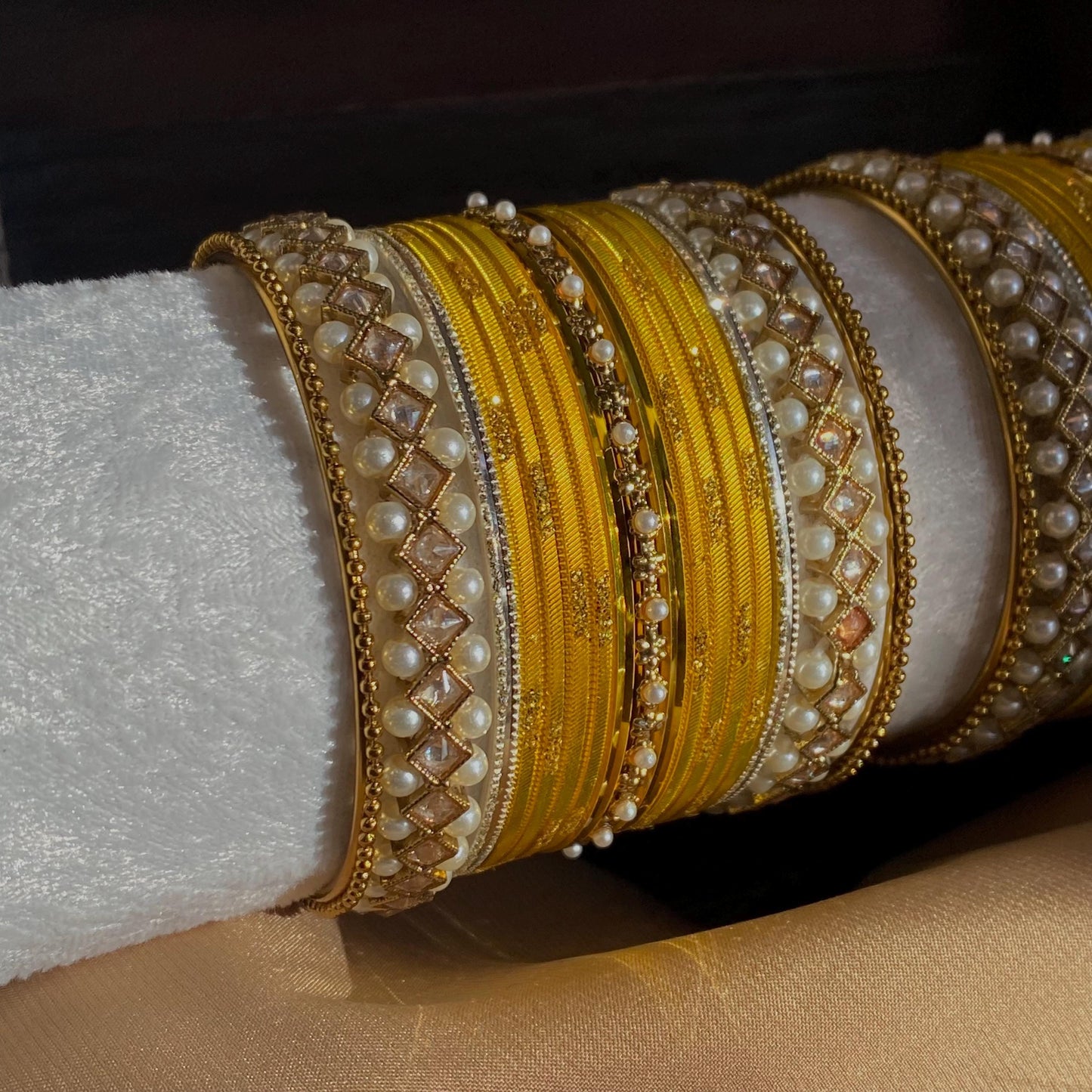 Yellow Bangle Set Both Arms - 2.6 Only /Indian Bangles/ Yellow Bangles/ Pakistani/Jewellery/ Fashion Bracelet