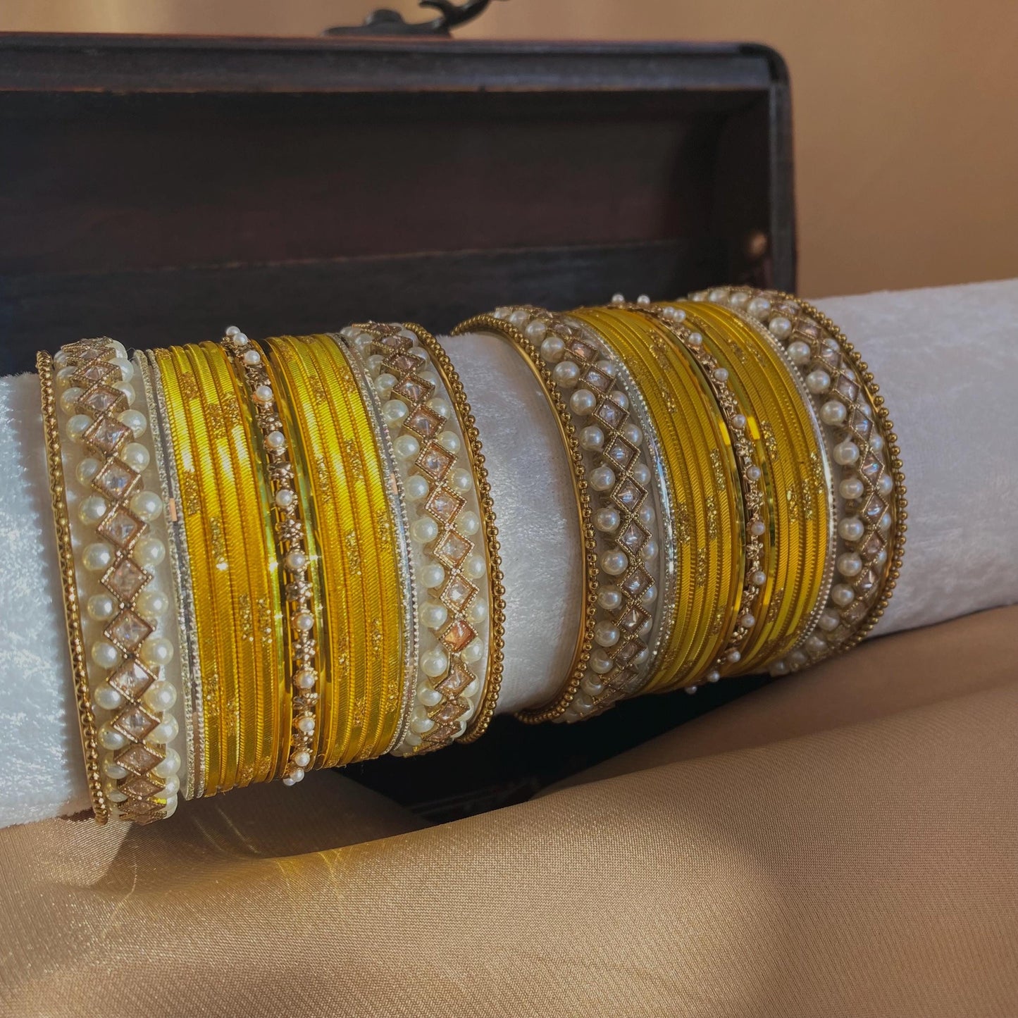 Yellow Bangle Set Both Arms - 2.6 Only /Indian Bangles/ Yellow Bangles/ Pakistani/Jewellery/ Fashion Bracelet