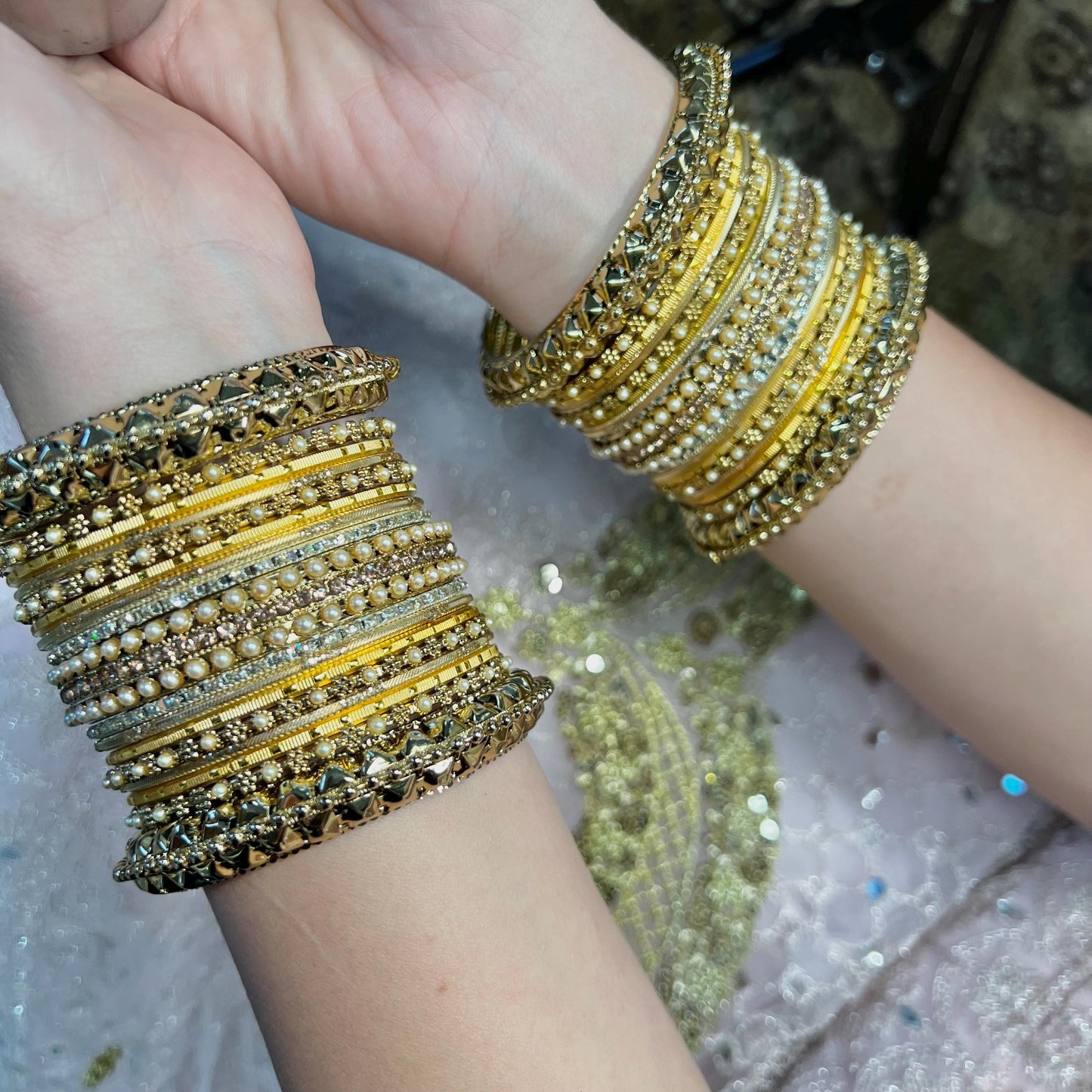 Midi Golden Bangle Set Both Arms/ /Indian/ Pakistani/Jewelley/ Fashion Bracelet