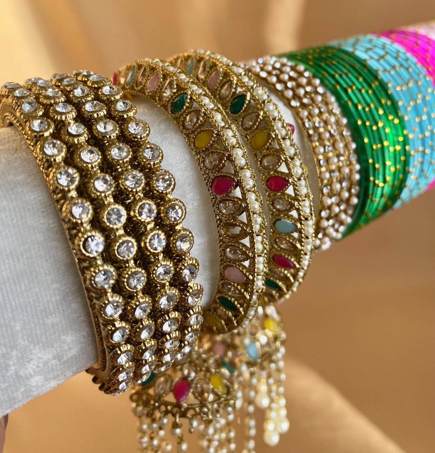 Bangle Roll Build Your Bangle Set - Multicolour Jhumka Bangle Collection Set- 2.4/ Mehendi Bangle Collection/Indian/ Pakistani/Jewelley