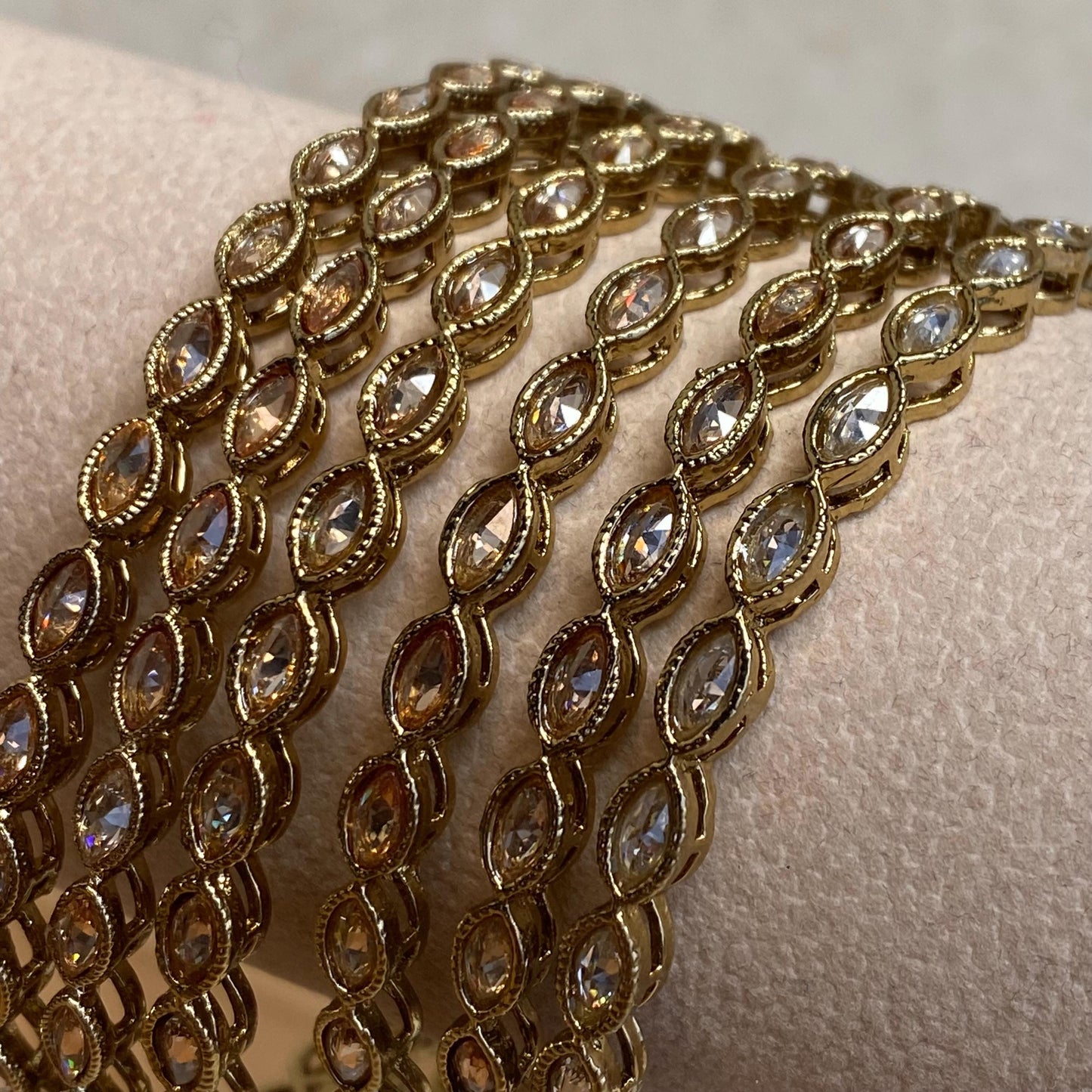 Antique Gold Champagne Zircon Crystal High Quality 1 x Single Bangle Bracelet Indian Pakistani Bollywood Fashion Jewellery Gift for Her SALE