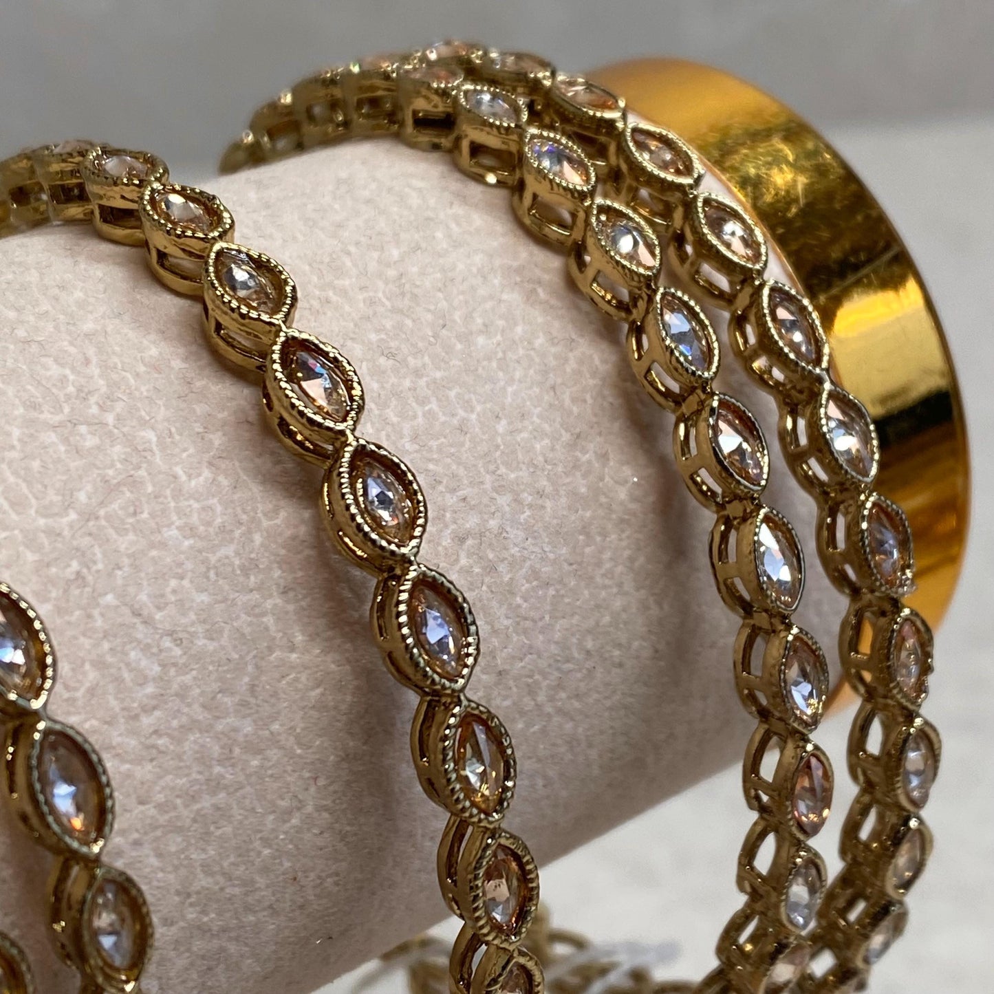 Antique Gold Champagne Zircon Crystal High Quality 1 x Single Bangle Bracelet Indian Pakistani Bollywood Fashion Jewellery Gift for Her SALE