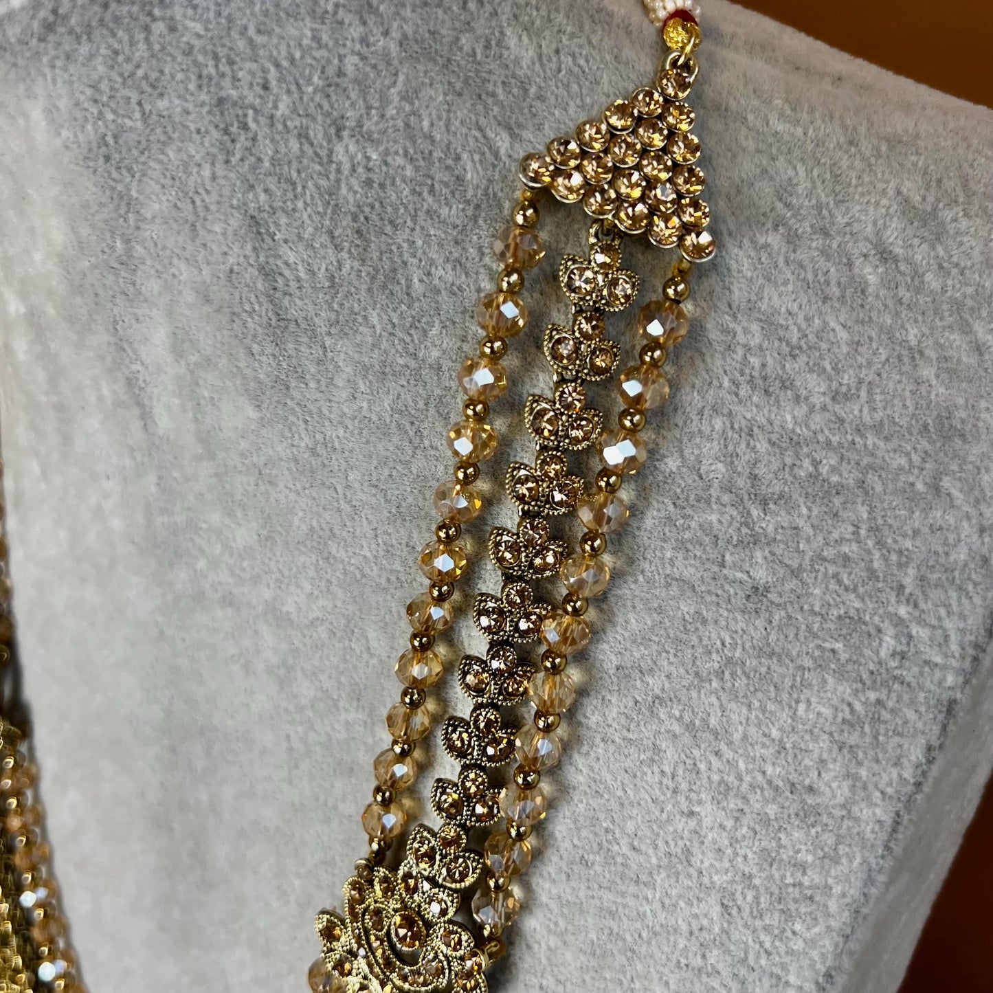 Champagne & Golden Mala/ Antique Gold Long Mala/Indian Golden Haar