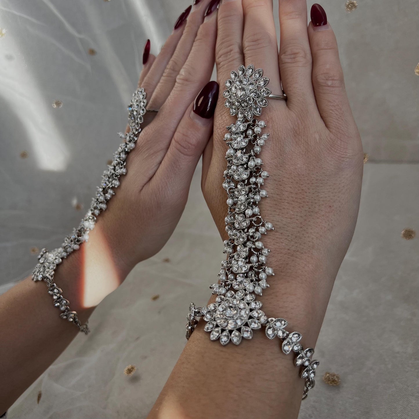 Silver Hand Harness - Single Piece/ Fashion Jewellery/ Gift for Women/Indian/Pakistani style /Haathphool/Hand Accessory