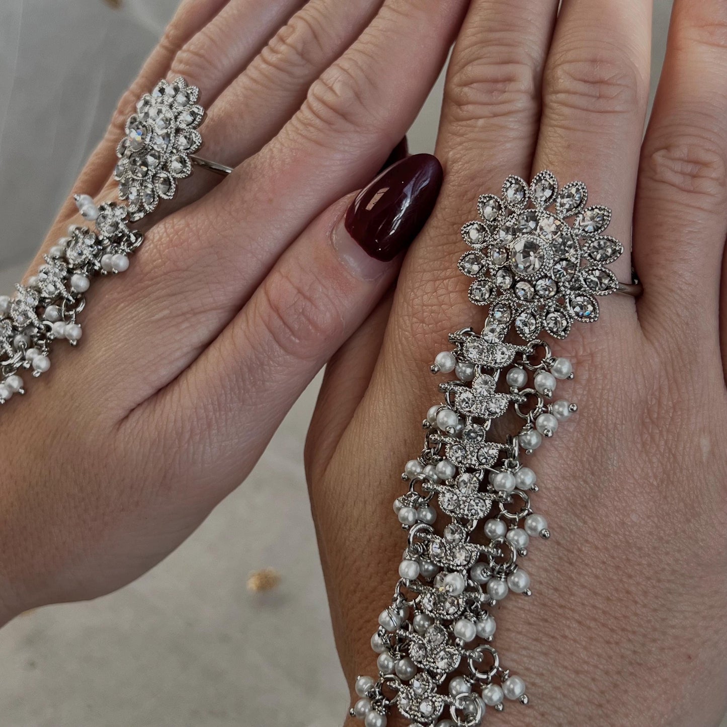 Silver Hand Harness - Single Piece/ Fashion Jewellery/ Gift for Women/Indian/Pakistani style /Haathphool/Hand Accessory