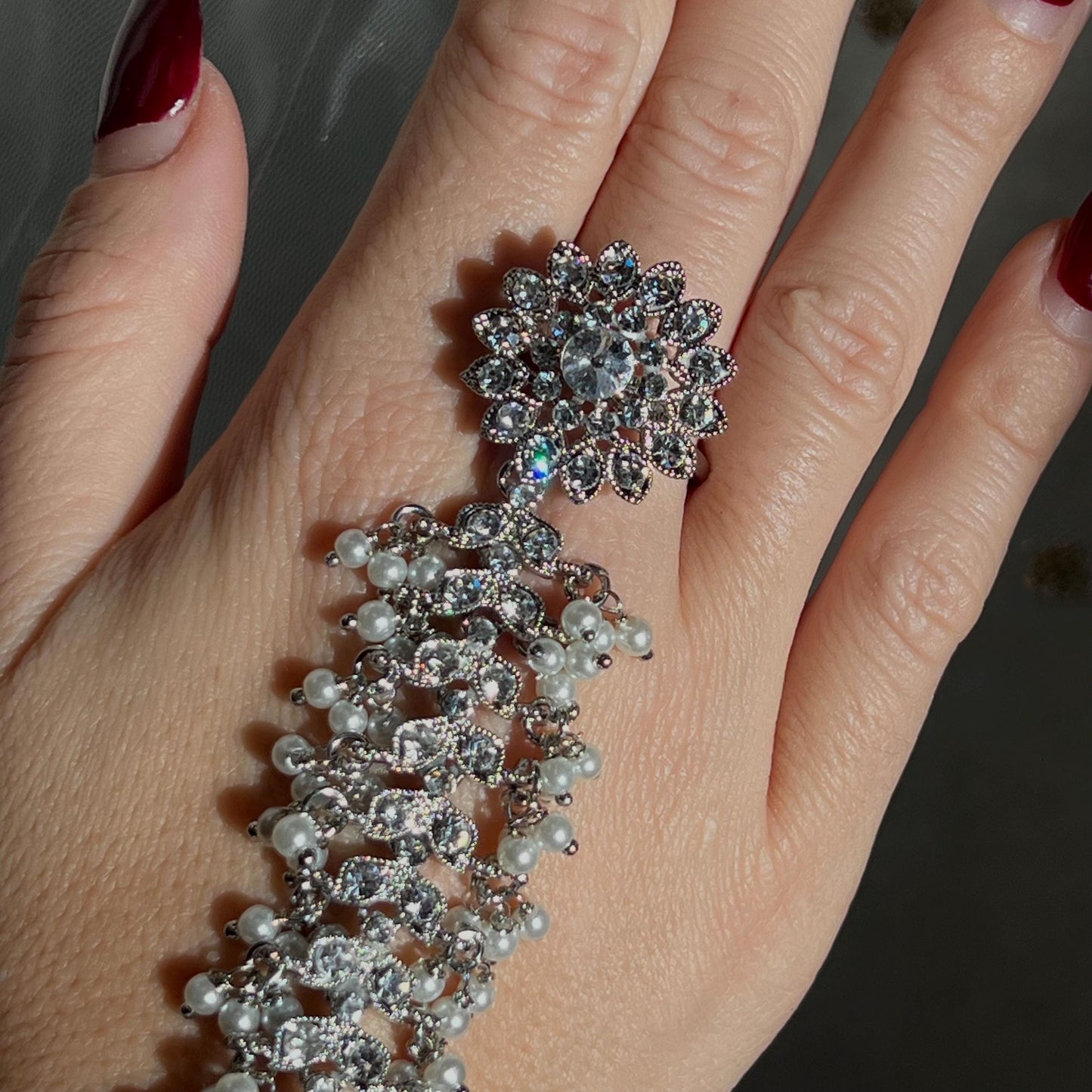 Silver Hand Harness - Single Piece/ Fashion Jewellery/ Gift for Women/Indian/Pakistani style /Haathphool/Hand Accessory