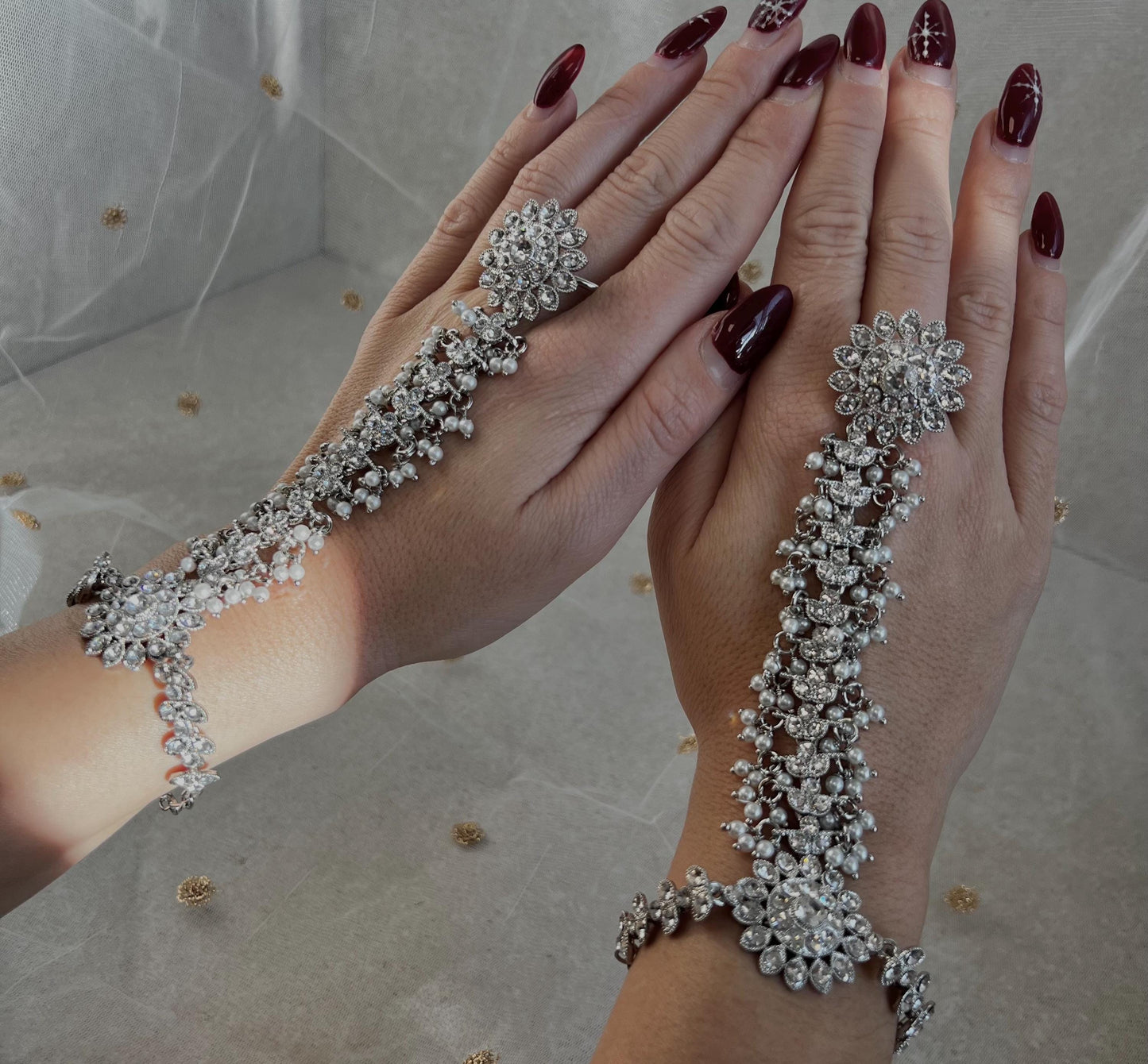 Silver Hand Harness - Single Piece/ Fashion Jewellery/ Gift for Women/Indian/Pakistani style /Haathphool/Hand Accessory