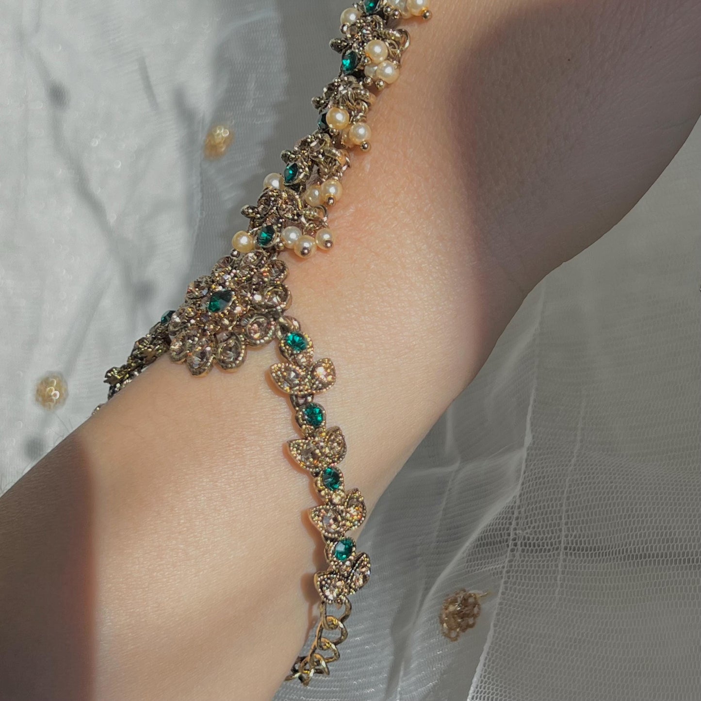 Green & Golden Hand Harness/ Green Hatthpool/ Indian Jewellery /Haathphool/Hand Accessory