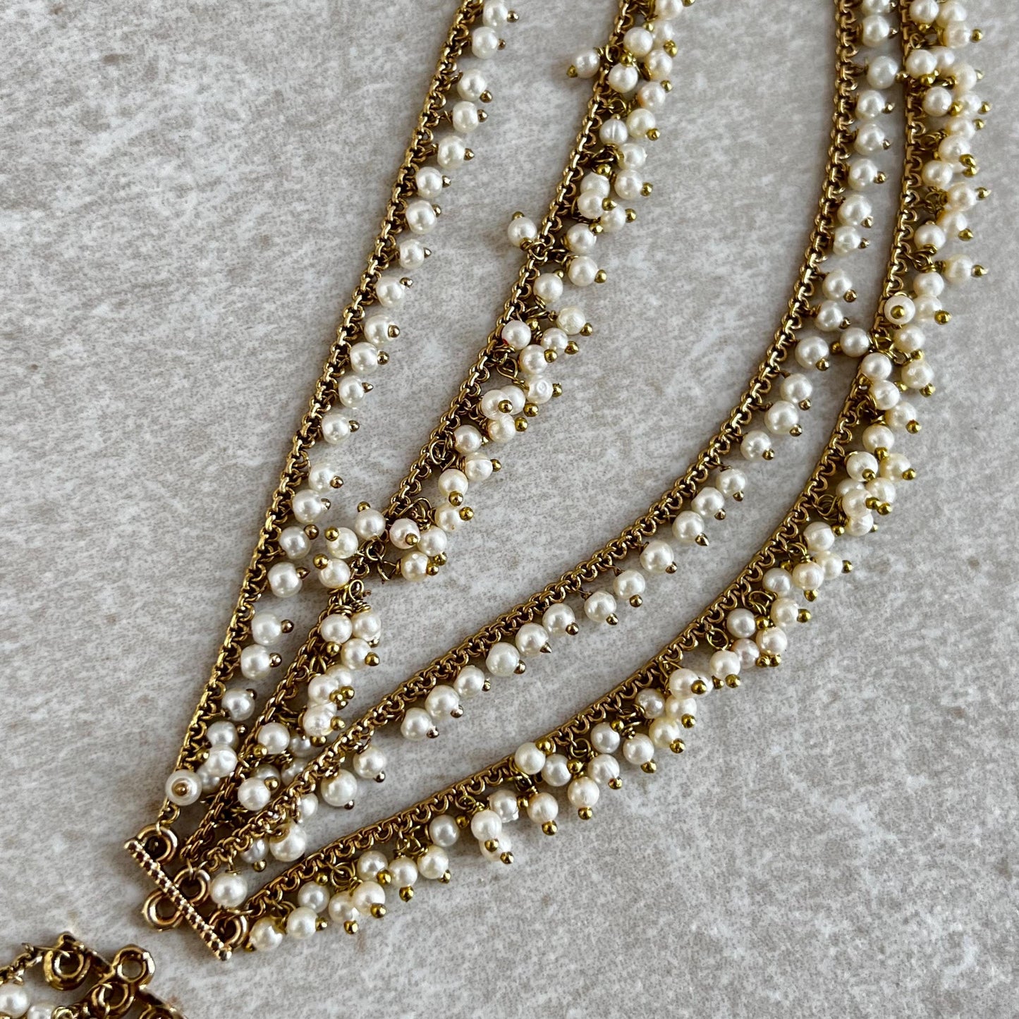 Antique Gold Pearl Ear Chains to add to any earring style. Bollywood (Saharey) / Indian Style Earring/ Fashion Jewellery/ Gift for Women