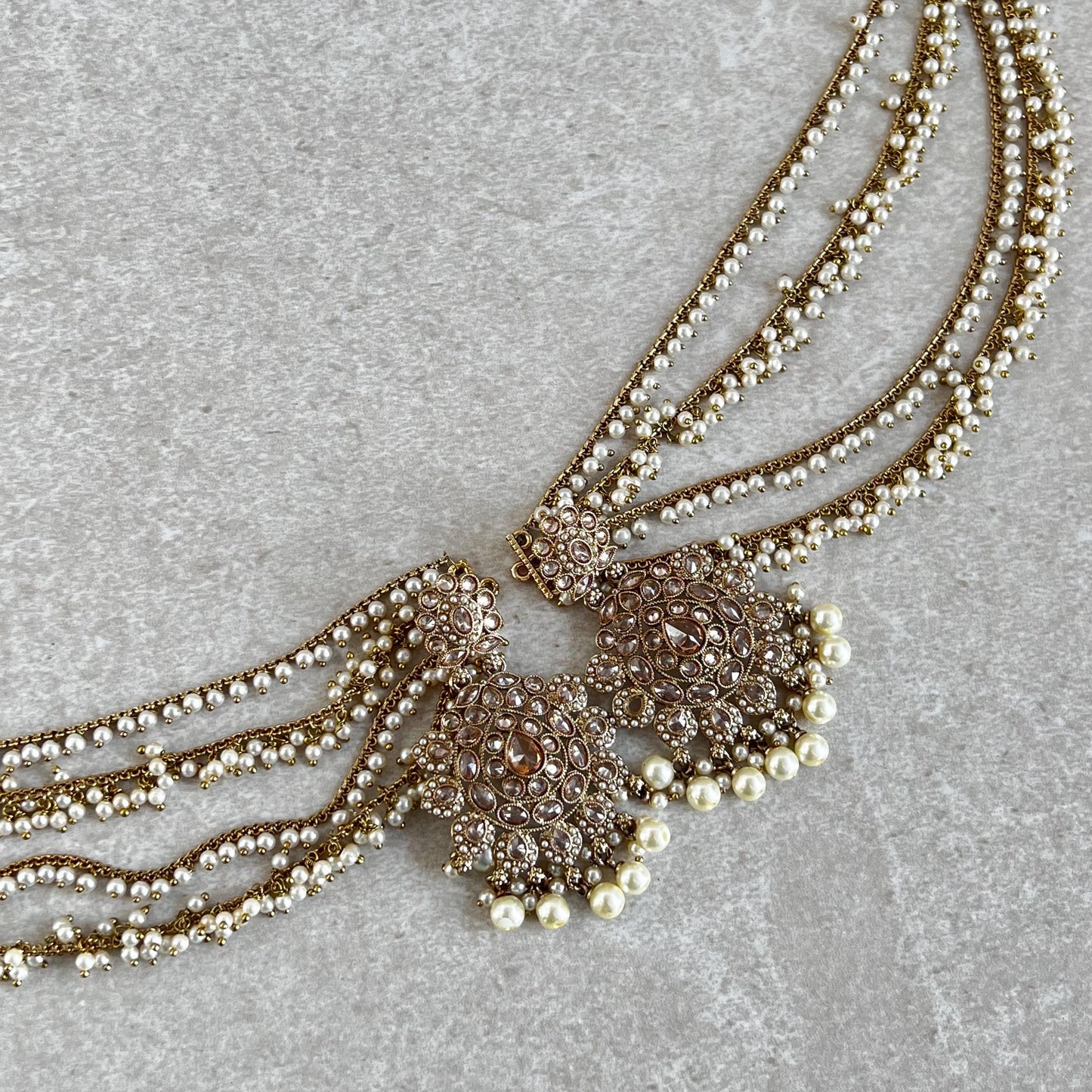 Antique Gold Pearl Ear Chains to add to any earring style. Bollywood (Saharey) / Indian Style Earring/ Fashion Jewellery/ Gift for Women