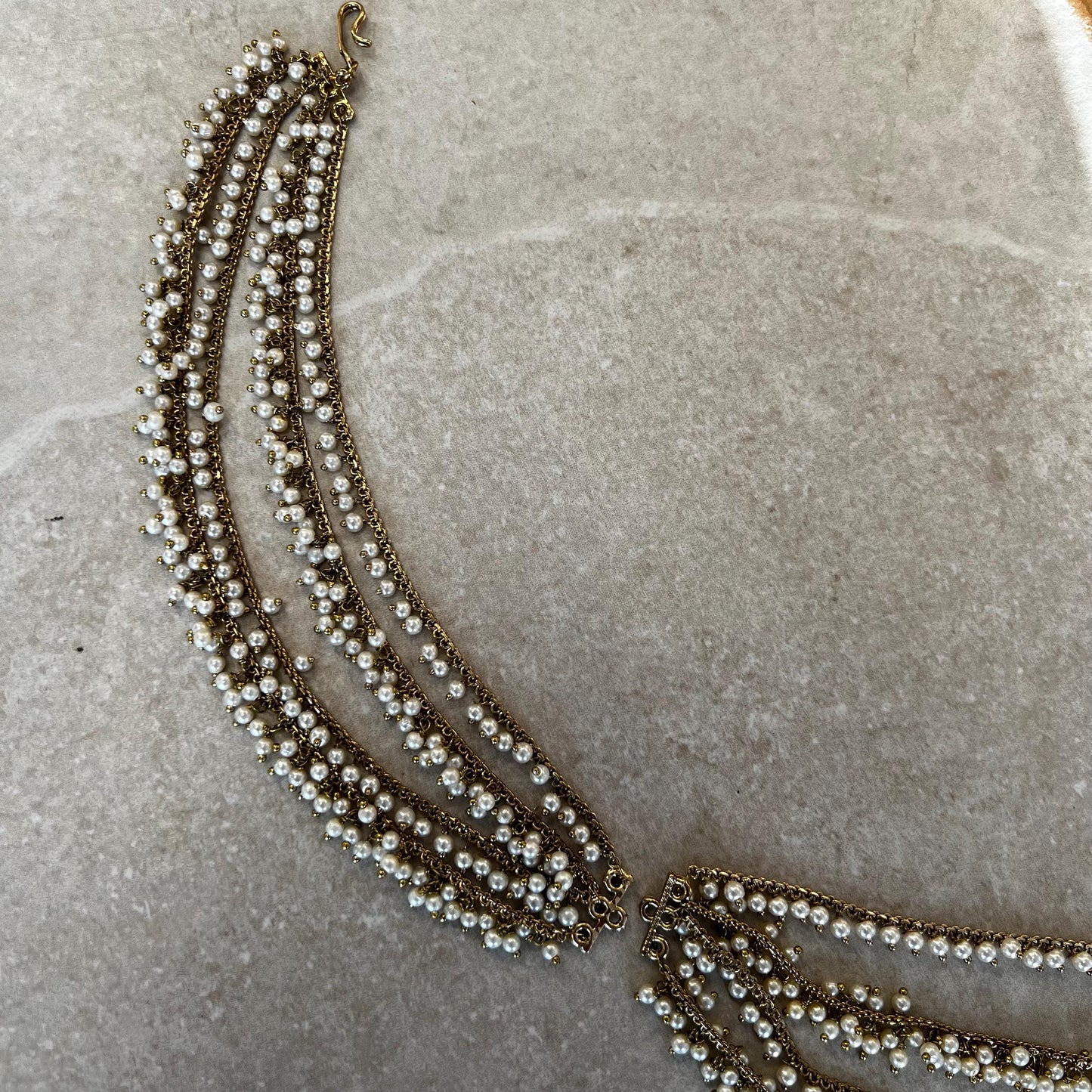 Antique Gold Pearl Ear Chains to add to any earring style. Bollywood (Saharey) / Indian Style Earring/ Fashion Jewellery/ Gift for Women
