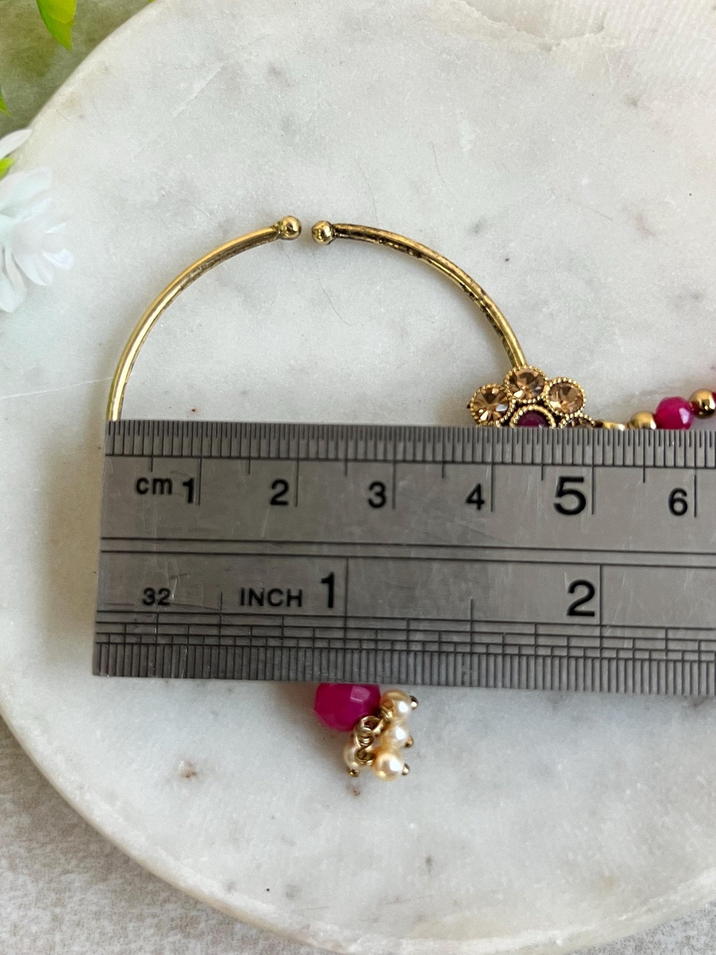 Medium Slide Type Hot Pink Left Side Nose Ring - Slightly Imperfect/Pink Nose Rings/Pakistani style /Indian Nose Jewellery/ Nath