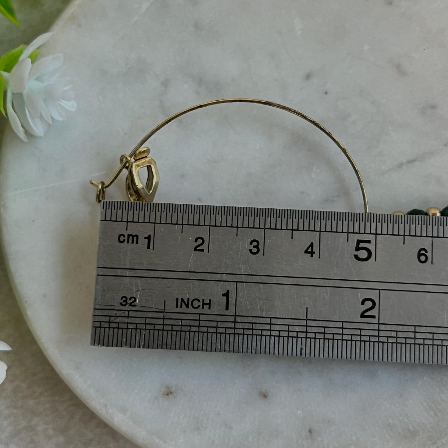 Medium Green Bead Antique Gold Nose Ring/ Non-Piercing Type Nose Ring - Slight Imperfect/ Jewellery/Indian/Pakistani style/Nath