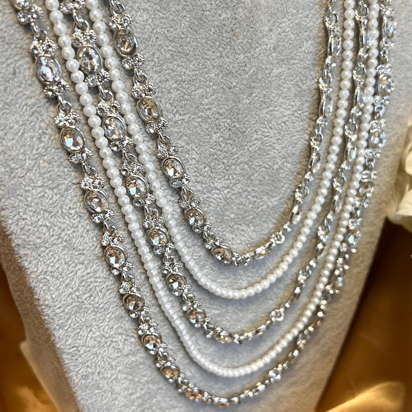 CLEARANCE IMPERFECT Silver Antique gold Blue Maroon Rhinestone Long Mala Haar Long Necklace Style Bollywood Indian Pakistani Fashion Jewels