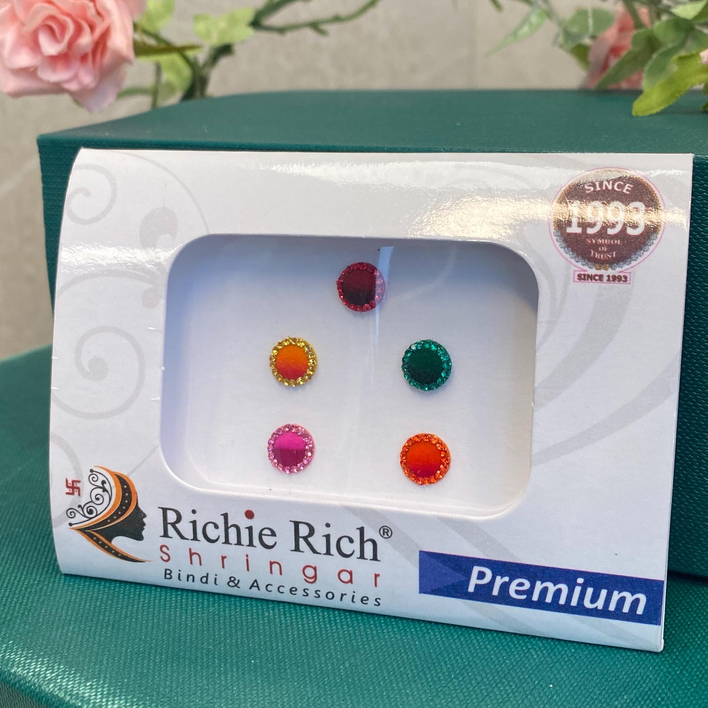 Medium Multicolour Crystal Round Bindi Pack /Bindiya/ Chanlo/ Indian Accessory/ Forehead