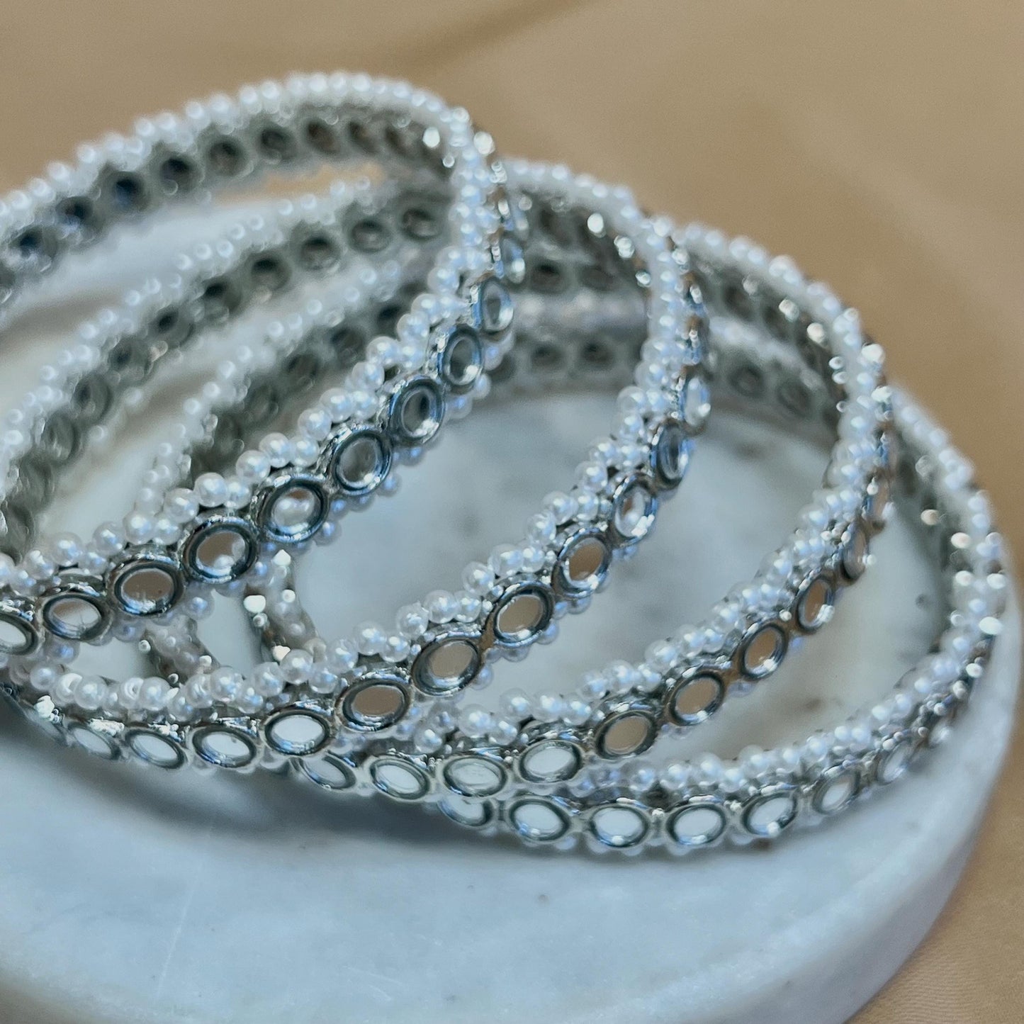 Set of 4 Silver Mirror Bangles/Indian Bangles/Mirror Bangles/Silver Bangles/ Pakistani/Jewellery/ Fashion Bracelet