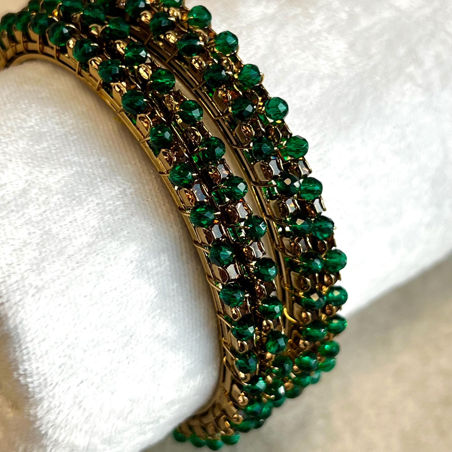 Green Antique Gold Rhinestone Set Of 4 Bangles High Quality Indian Pakistani Style Bollywood Fashion Jewellery Churi Bracelet All Sizes