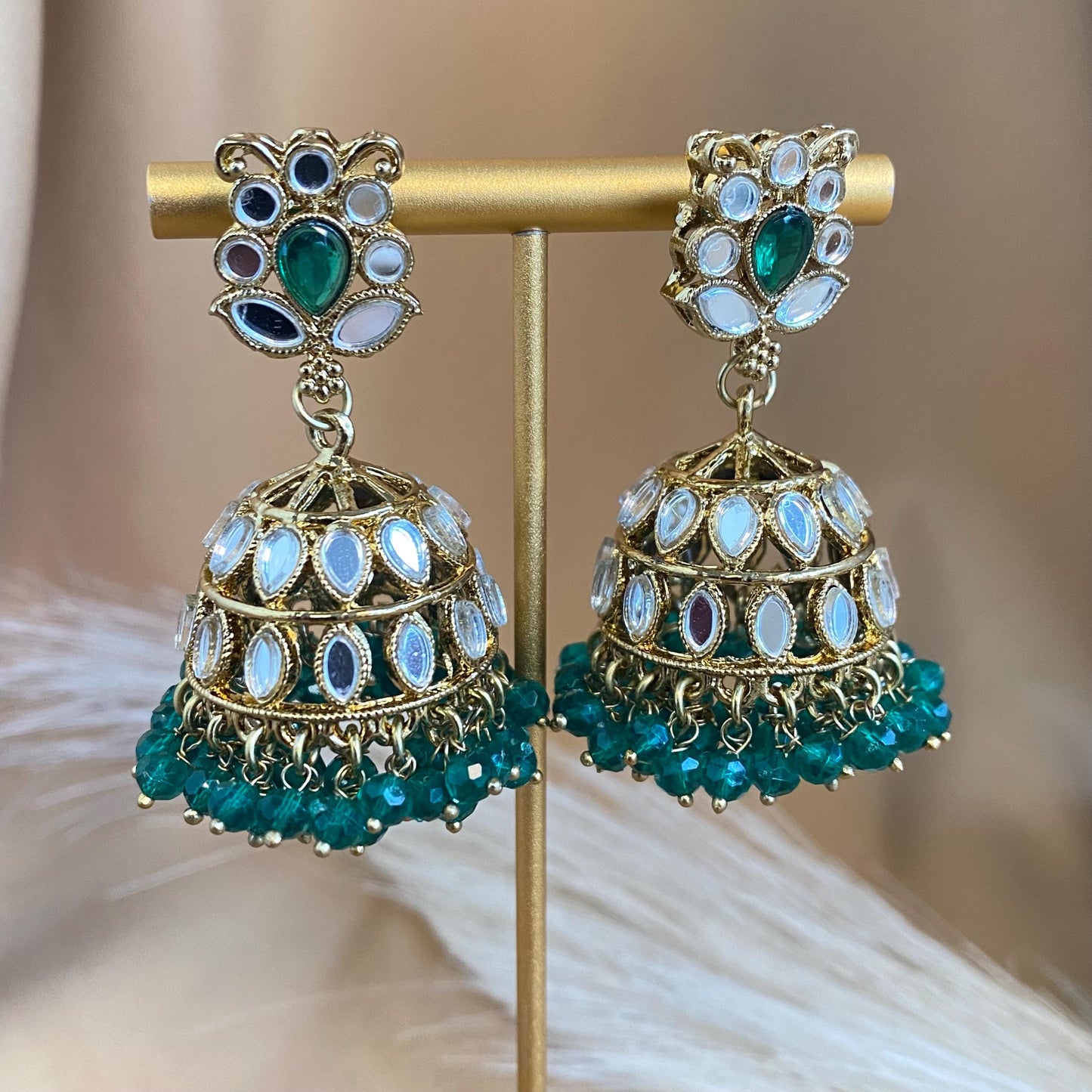 Mirror Choker Set with Chain Earring detail Earring/ Tikka/ Tikli/ Indian/ Pakistani/Fashion Jewellery/ Gift for Women/green