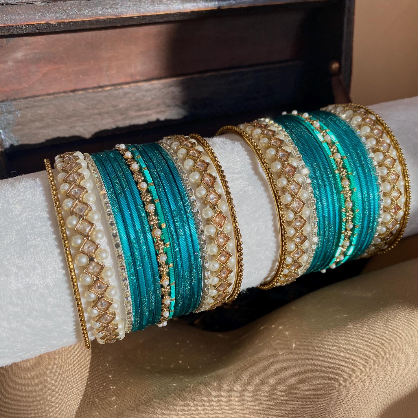 Teal Small Bangle Set Both Arms - 2.6/Teal Bangles/