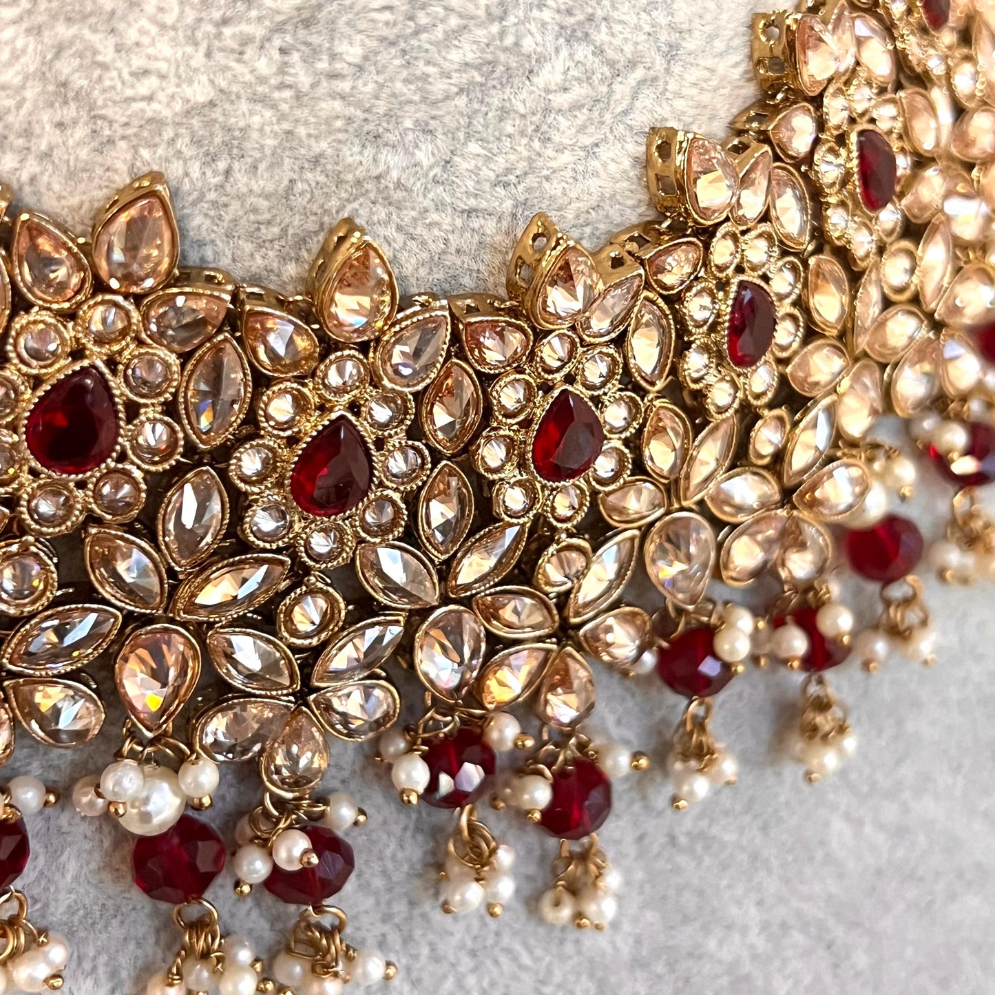 Maroon & Champagne Necklace/Maroon Jewellery/Maroon Necklaces/Pakistani Style/ Wedding/ Fashion Jewellery