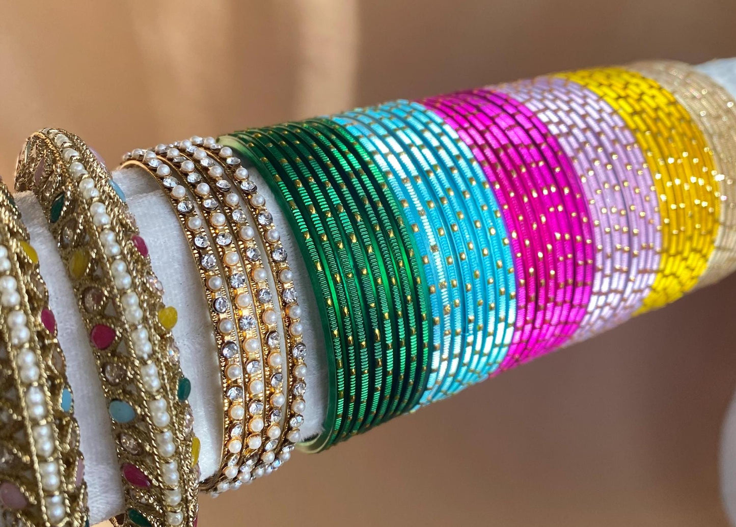 Bangle Roll Build Your Bangle Set - Multicolour Jhumka Bangle Collection Set- 2.4/ Mehendi Bangle Collection/Indian/ Pakistani/Jewelley