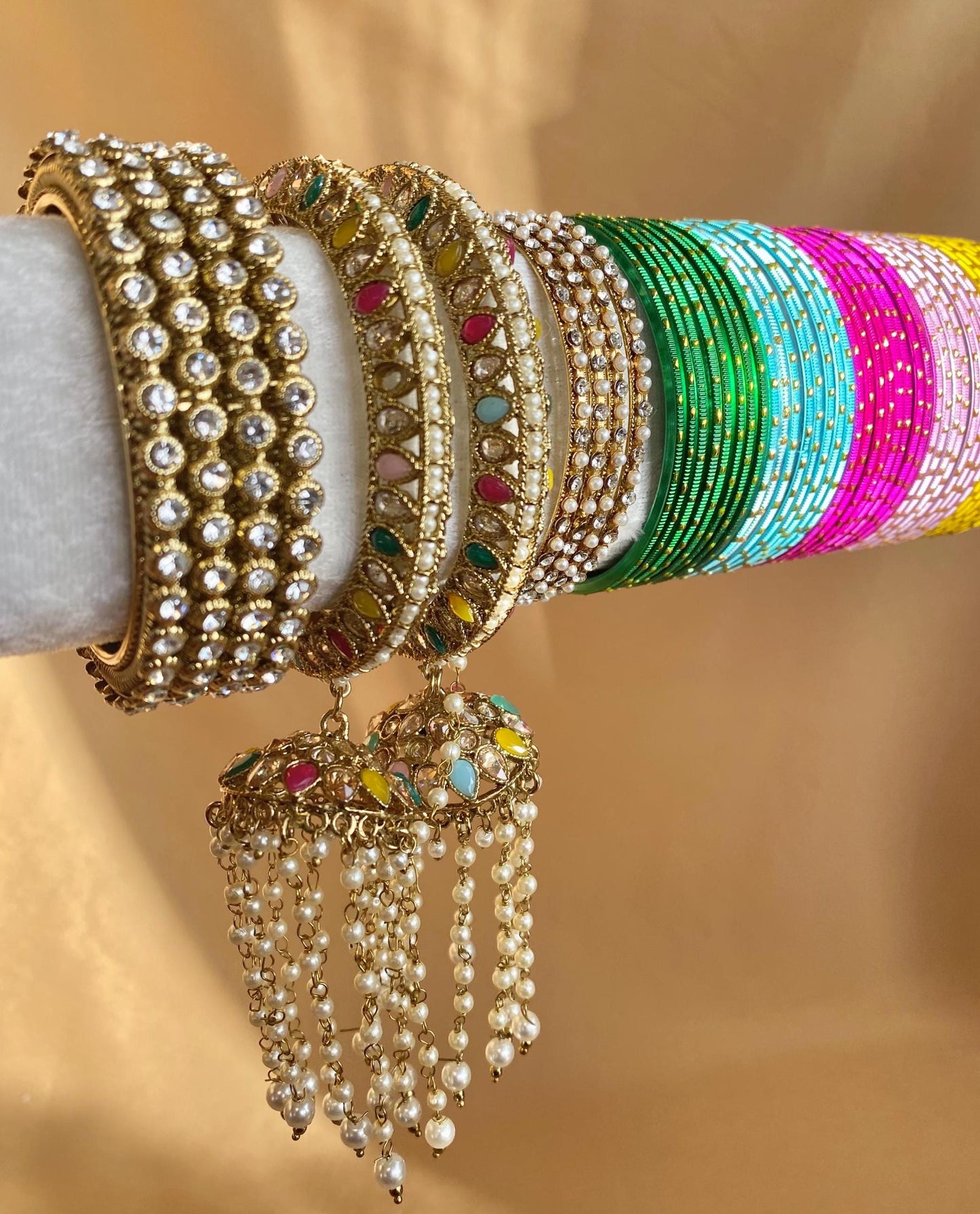Bangle Roll Build Your Bangle Set - Multicolour Jhumka Bangle Collection Set- 2.4/ Mehendi Bangle Collection/Indian/ Pakistani/Jewelley