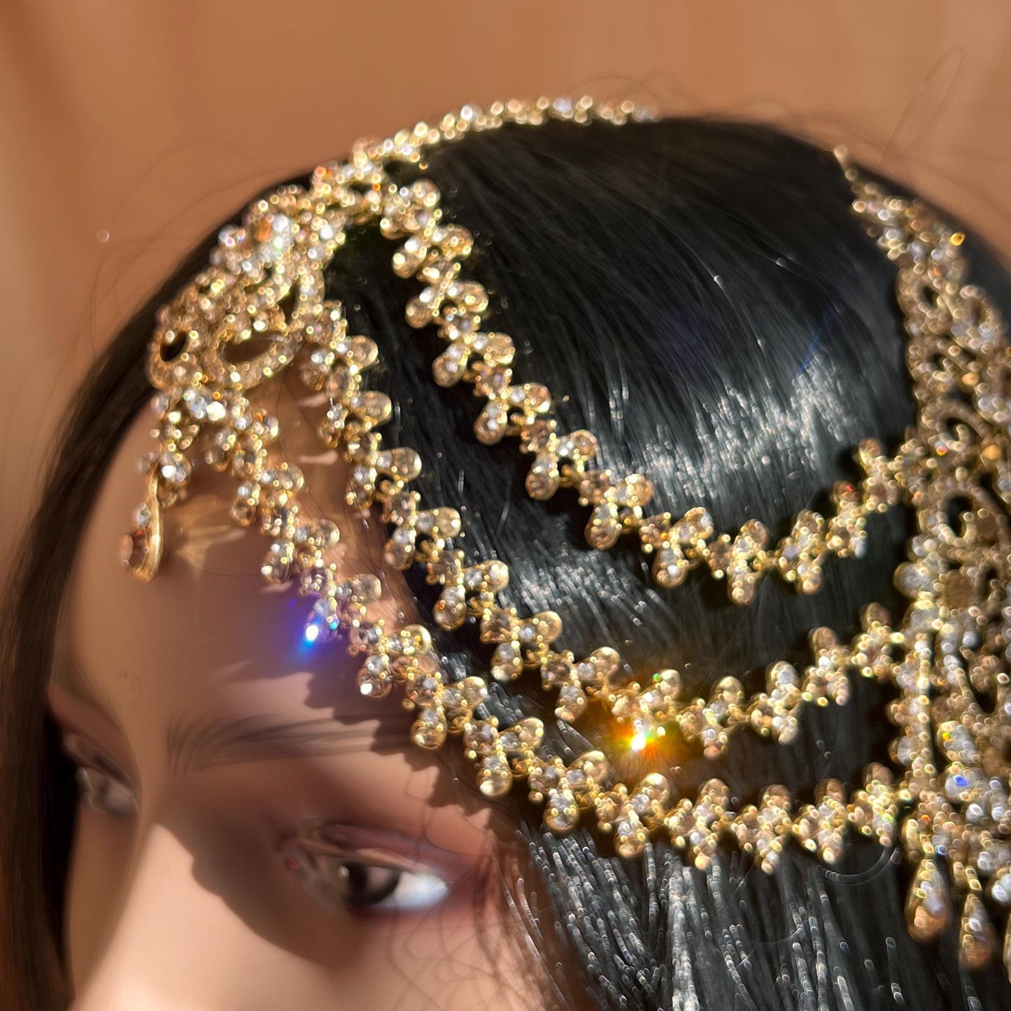 New Fashion Fancy Jhumar! Jhoomar Passa with Tikka One Piece Stylish Trending Indian Pakistani Style Bollywood Antique Gold Clear Rhinestone