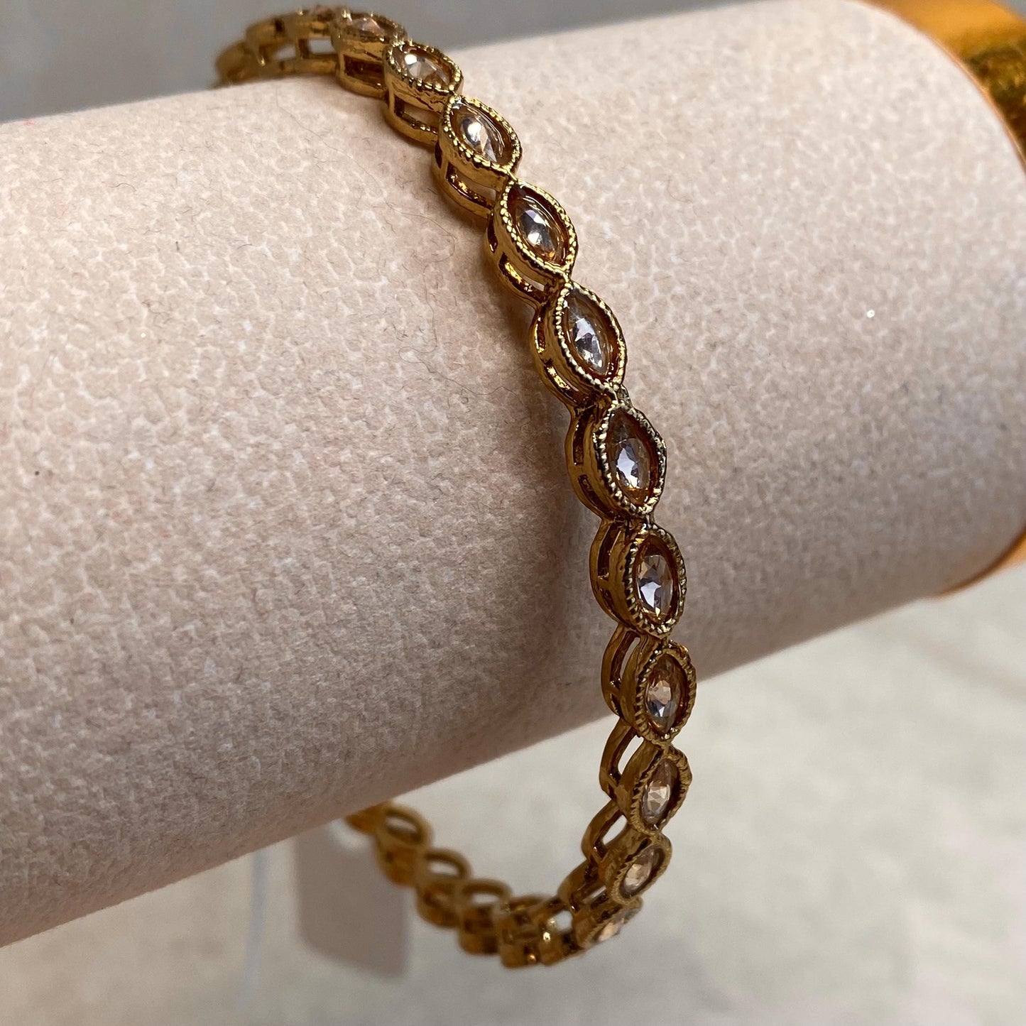 Antique Gold Champagne Zircon Crystal High Quality 1 x Single Bangle Bracelet Indian Pakistani Bollywood Fashion Jewellery Gift for Her SALE