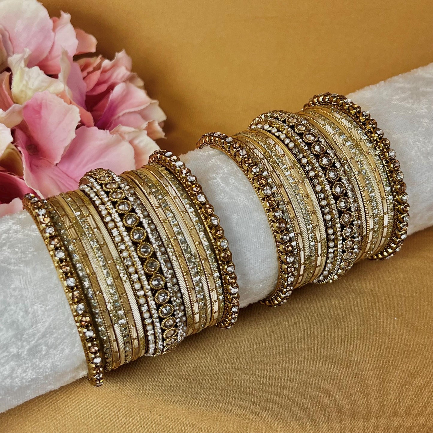 Small Clear & Gold Bangle Set/Indian/ Pakistani/Jewelley/ Fashion Bracelet