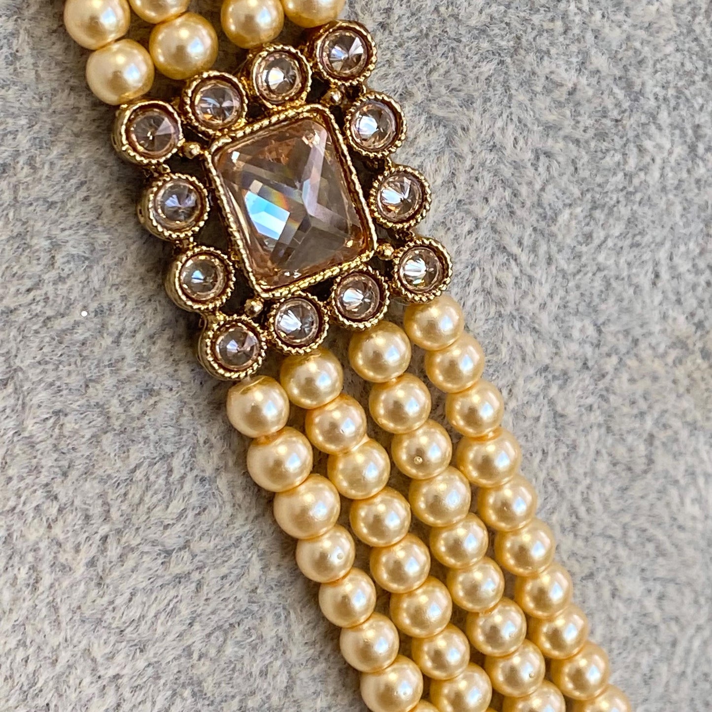 CLEARANCE Champagne Pearl Golden Long Mala/ Haar/ Long Necklace/ Unique Style/ Indian/ Pakistani/Fashion Jewellery/ Gift for Women