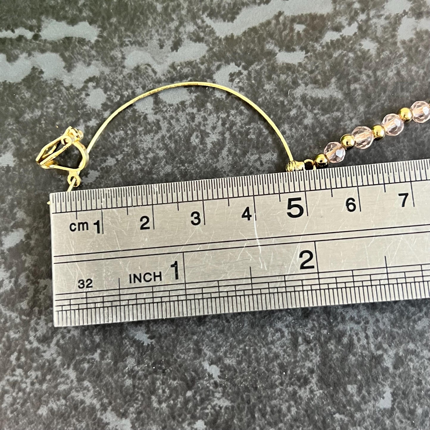 Medium Clip On Antique Gold Pink Nose Ring - Left Side Nose Ring - Light Pink Nose Ring/Indian/Pakistani style/Nath