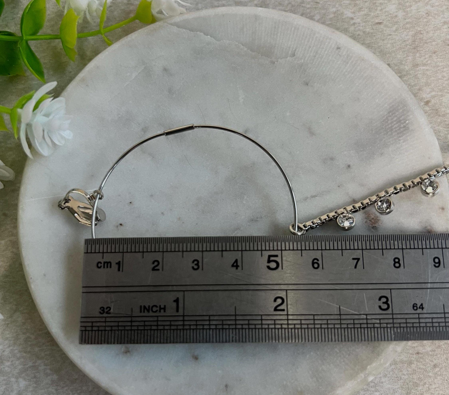 Large Silver Crystal Nose Ring - Left Side/ Silver Nose Ring/Indian/Pakistani style/Nath