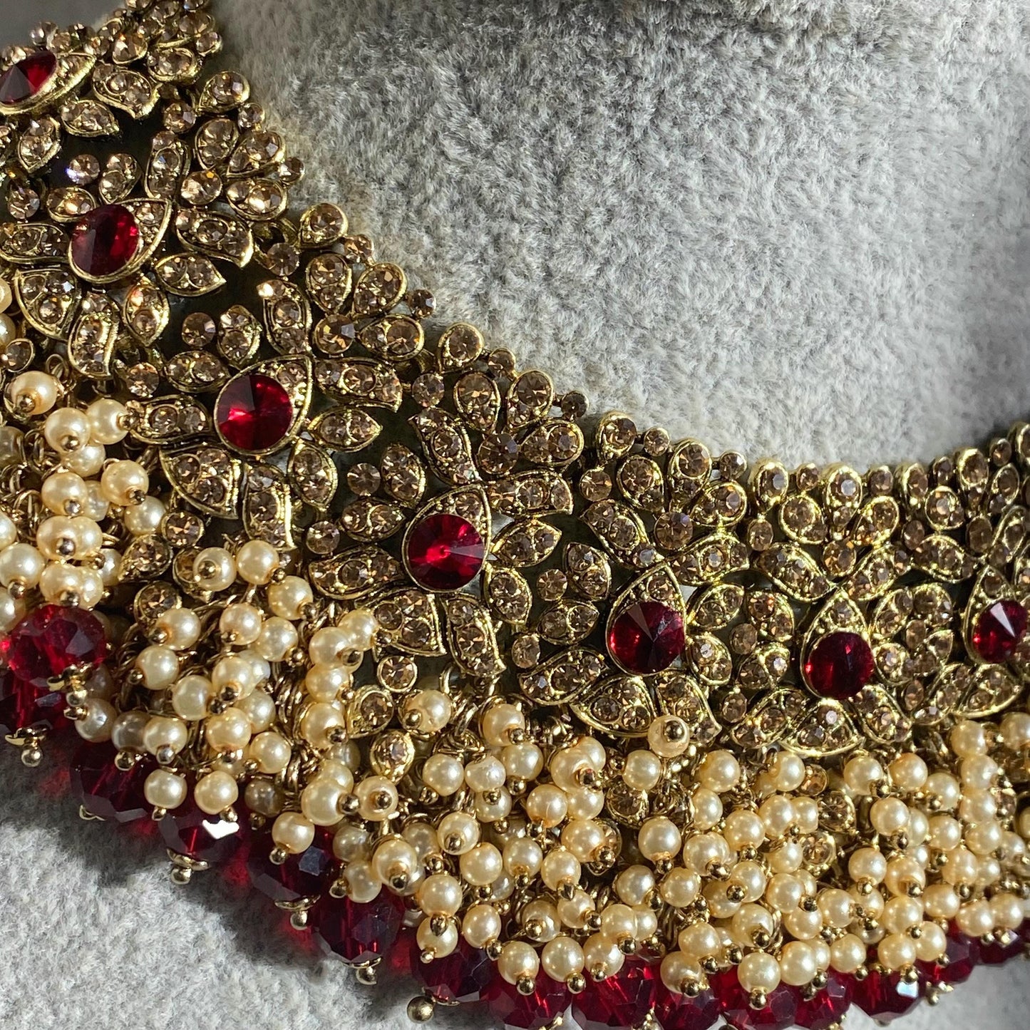 Maroon Bridal Necklace only Indian/ Pakistani Style/ Wedding/ Fashion Jewellery/Single Necklace/ High Quality Bridal Hijab Bride
