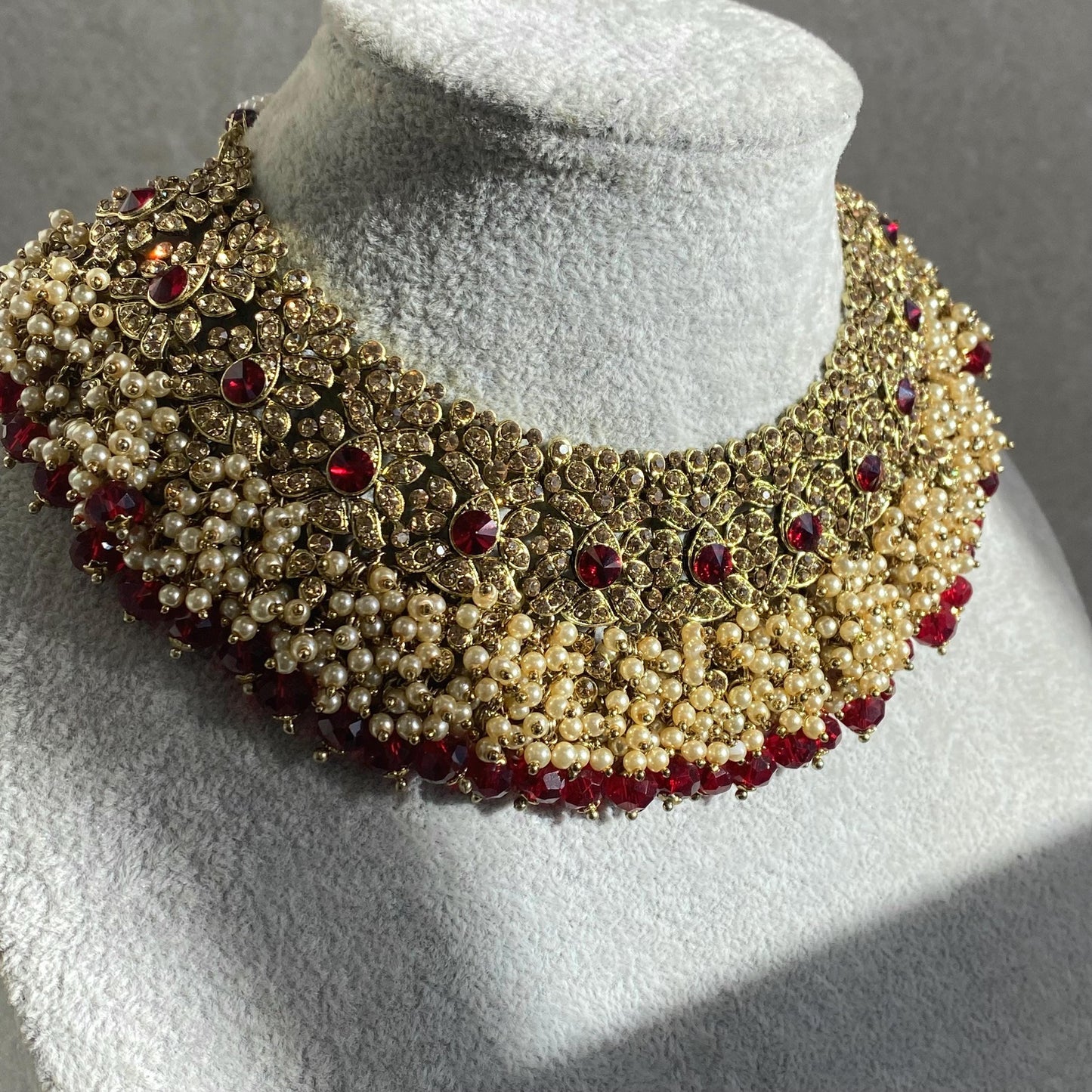Maroon Bridal Necklace only Indian/ Pakistani Style/ Wedding/ Fashion Jewellery/Single Necklace/ High Quality Bridal Hijab Bride