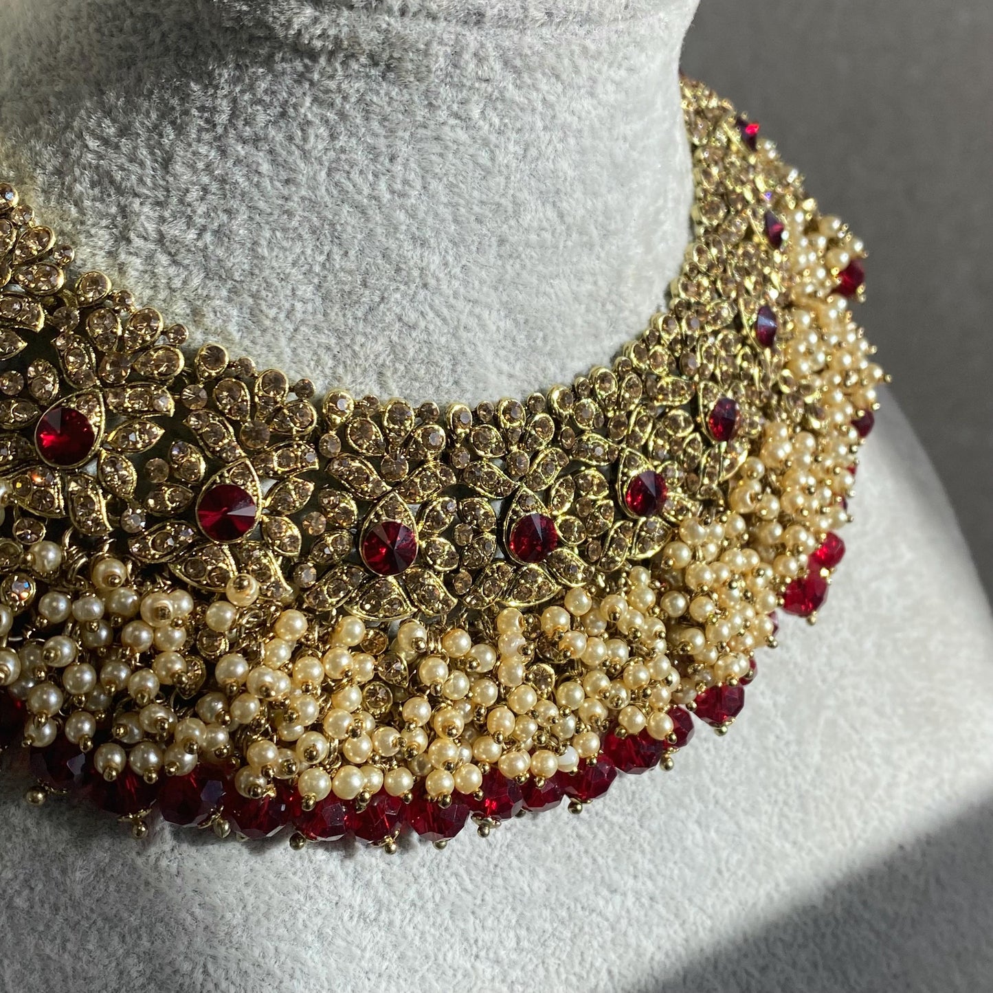 Maroon Bridal Necklace only Indian/ Pakistani Style/ Wedding/ Fashion Jewellery/Single Necklace/ High Quality Bridal Hijab Bride
