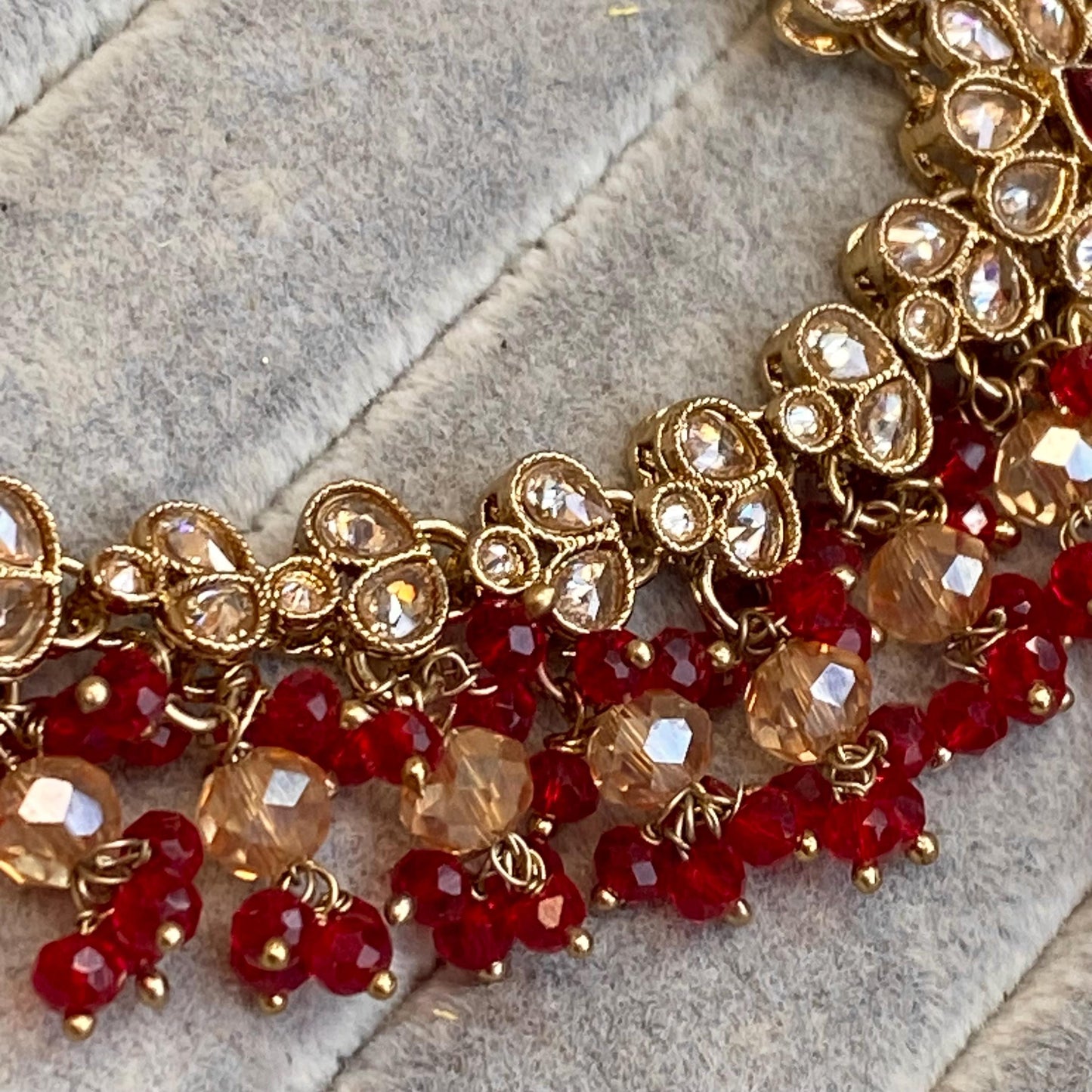 Red Antique Gold Champagne Mathapatti Headband Hair Accessory Bridal Wedding Jewellery Indian Pakistani Bollywood SALE