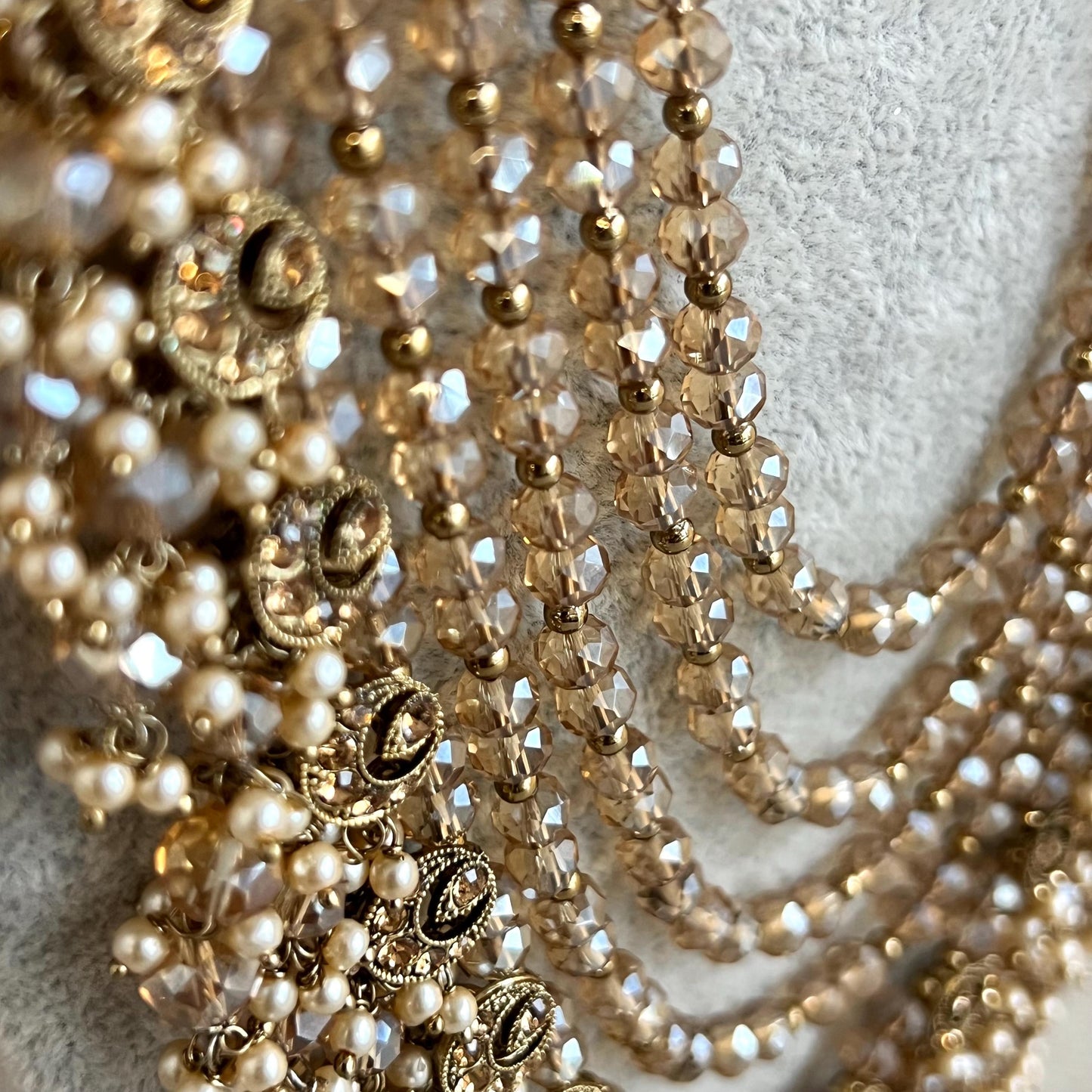 Antique Gold and Champagne Bridal Necklace Indian/ Pakistani Style With Long necklace/ Mala Haar Wedding Guest.