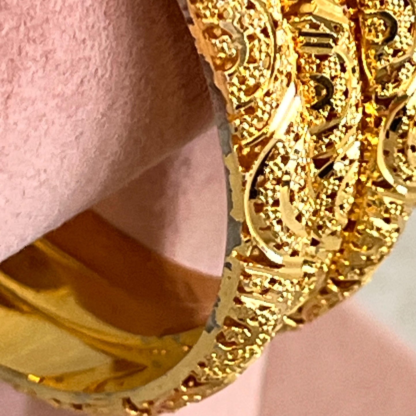 Unique Bangle with Design Bright Gold Indian Pakistani Traditonal Jewelley Fashion Bracelet. Choose size wedding Special Occasion Imperfect