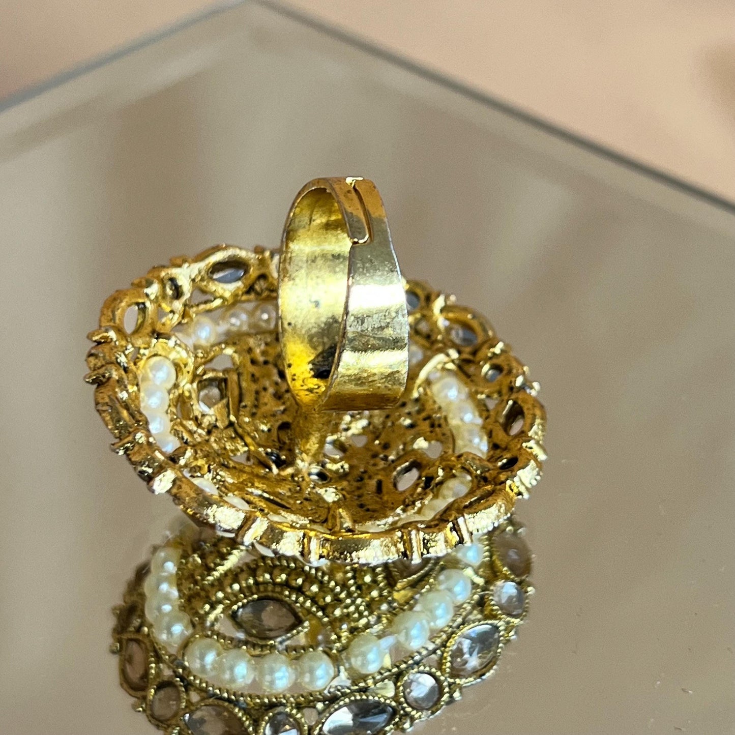 Champagne Medium Round Hand Ring/Rings/Fashion Jewellery/ Gift for Women/Indian/Pakistani style