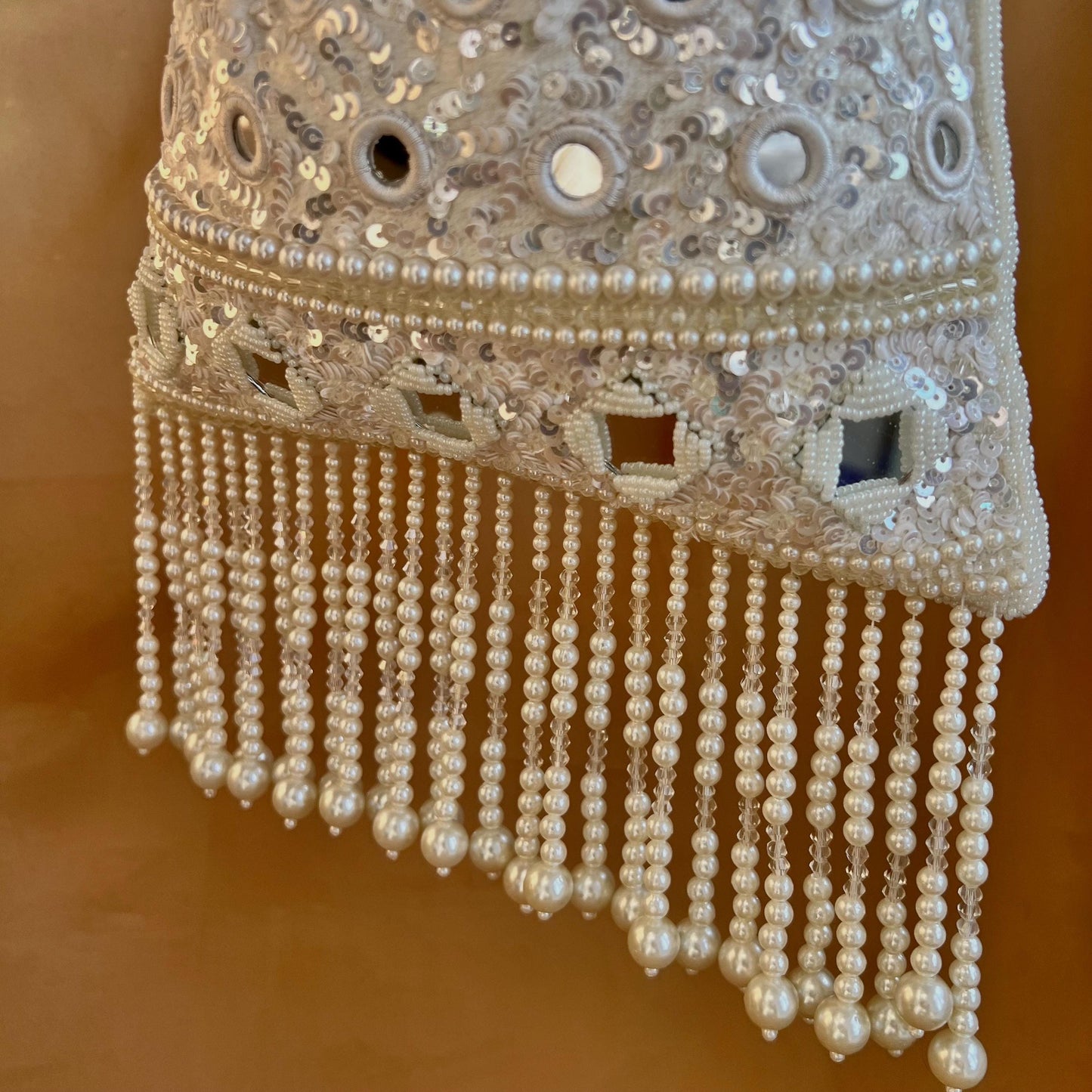 White Mirror Beaded Tasseled Potli Bags/Indian Handmade Traditional Phulkari Potli Bags/Modern Ethnic Mirror Work Potli Bags/White Bags