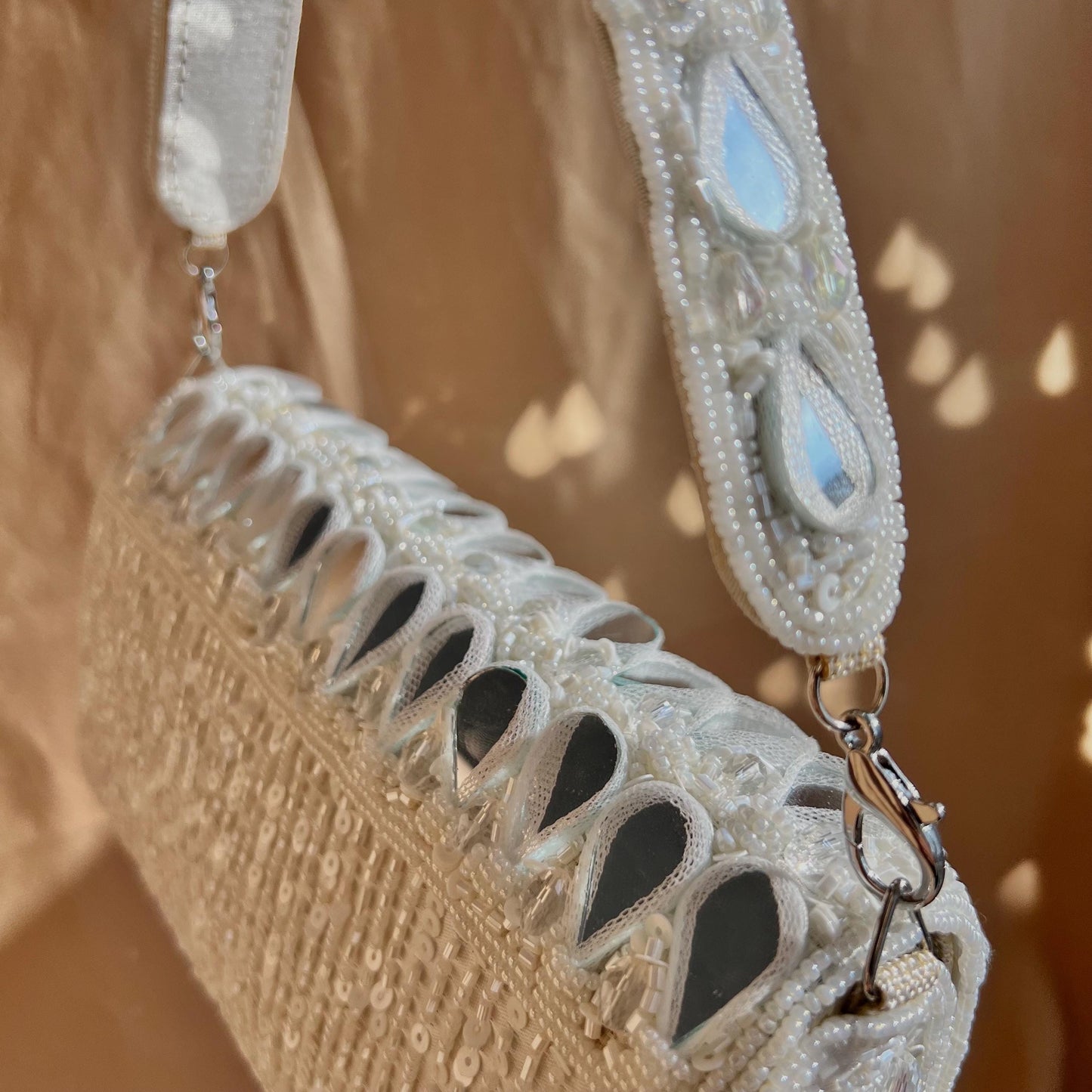 White Mirror Beaded Tasseled Potli Bags/Indian Handmade Traditional Phulkari Potli Bags/Modern Ethnic Mirror Work Potli Bags/White Bags