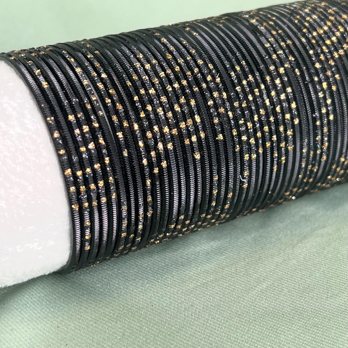 Set of 12 Black Gold Dot Bangles - 2.4/Coloured Bangle Block/ Indian/ Pakistani Bangles/ Bangles/Single Metal Bangles