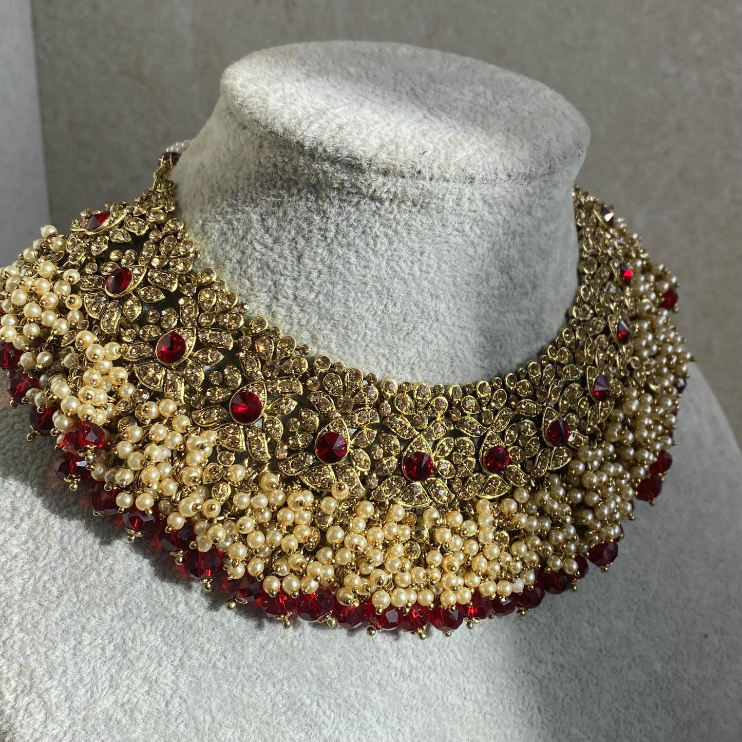 Maroon Bridal Necklace only Indian/ Pakistani Style/ Wedding/ Fashion Jewellery/Single Necklace/ High Quality Bridal Hijab Bride