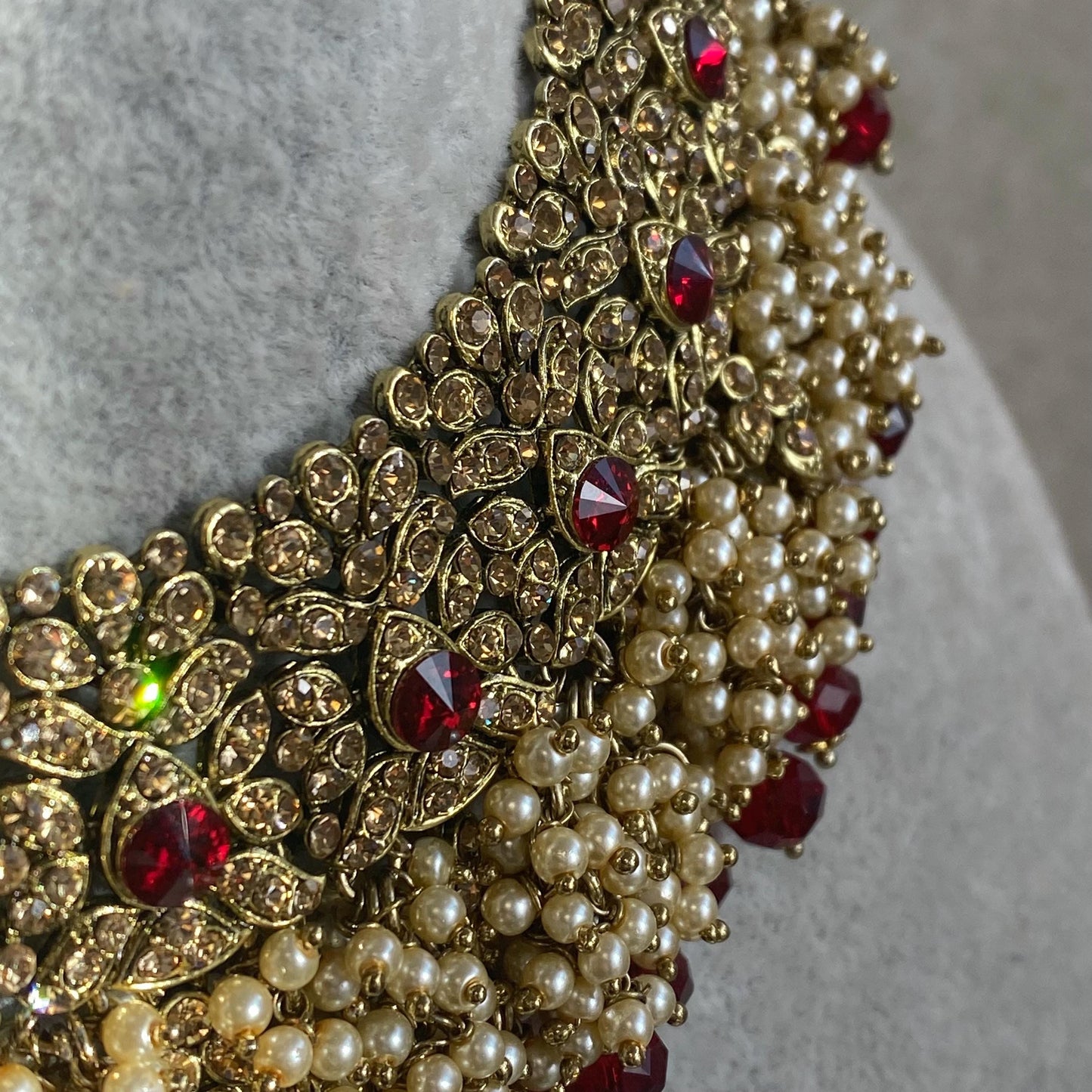 Maroon Bridal Necklace only Indian/ Pakistani Style/ Wedding/ Fashion Jewellery/Single Necklace/ High Quality Bridal Hijab Bride