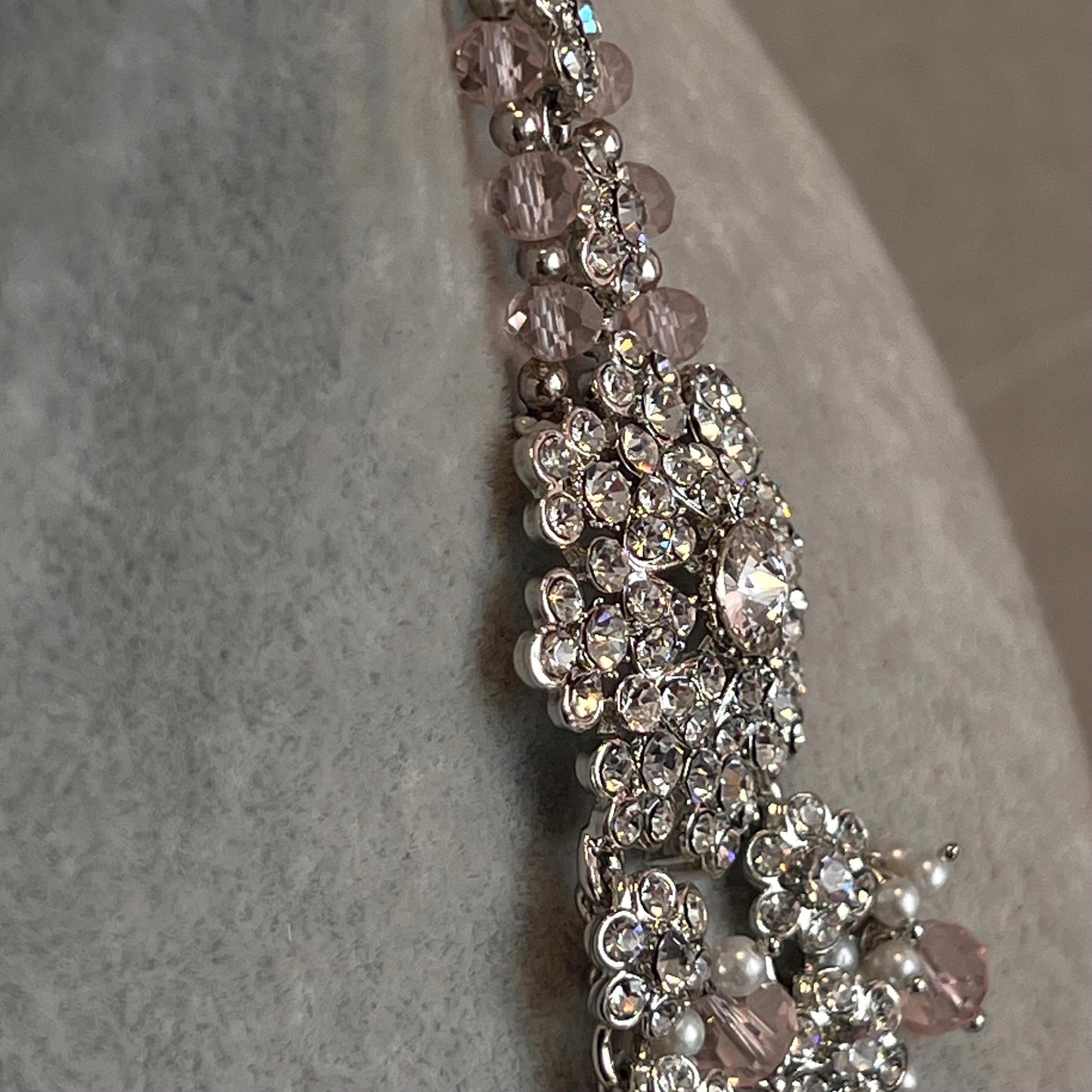 Pink Bead Silver Zircon Crystal/ Long Mala/ Haar/ Long Necklace/ Unique Style/ Indian/ Pakistani/Fashion Jewellery/ Gift for Women